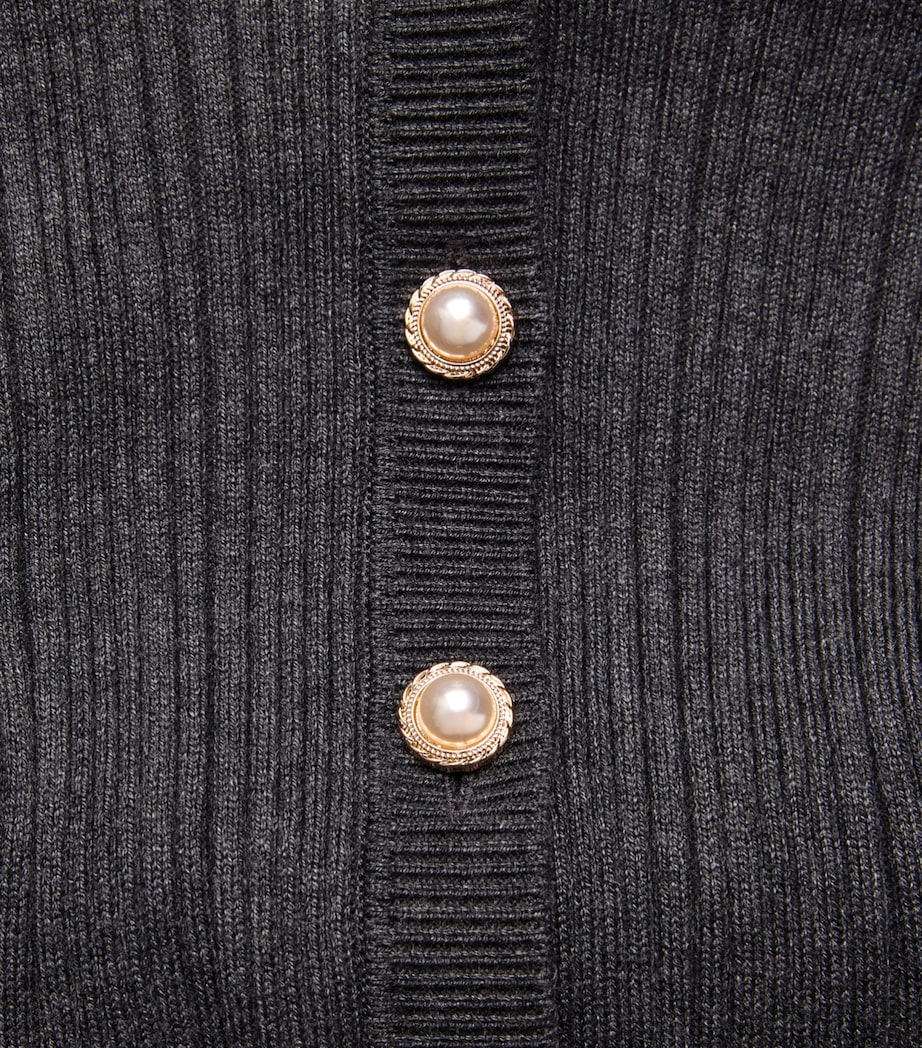 Self-Portrait Knit Twill Midi Dress Grey Image 6