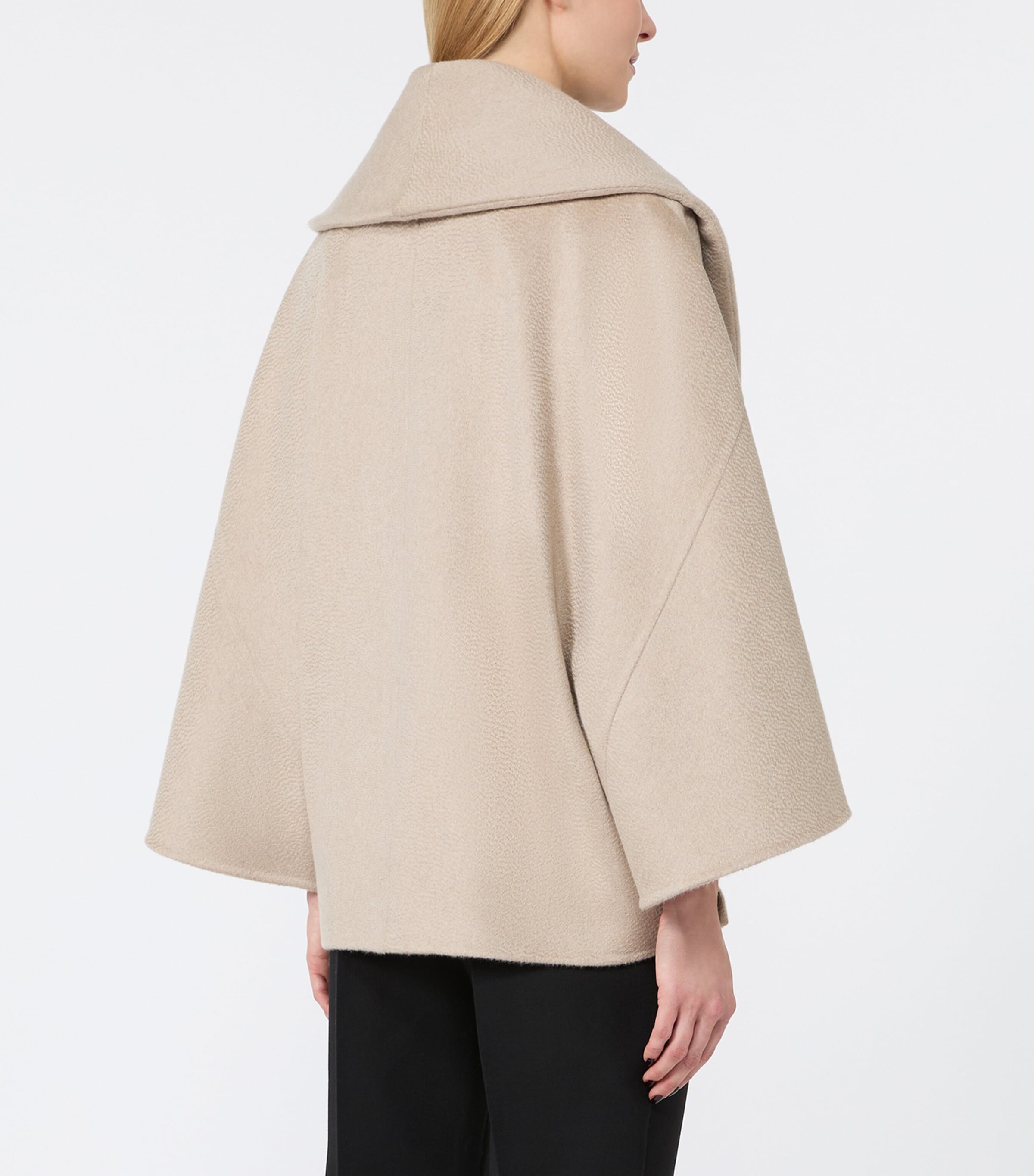 Max Mara Womens Cashmere Shawl-Lapel Cape Beige Image 4