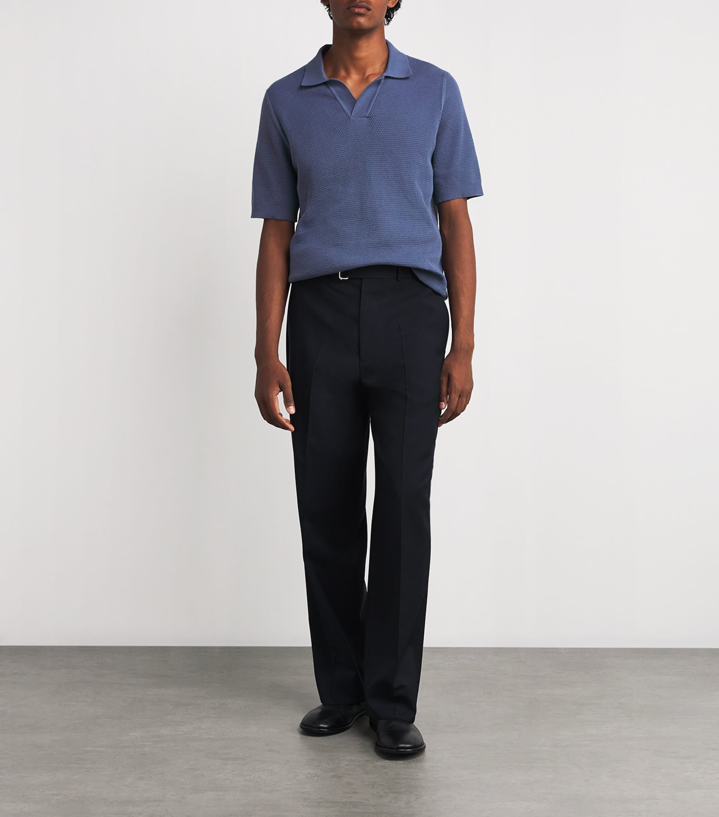 Cotton Knit Polo Shirt BUWC-SOFT DENIM Image 2