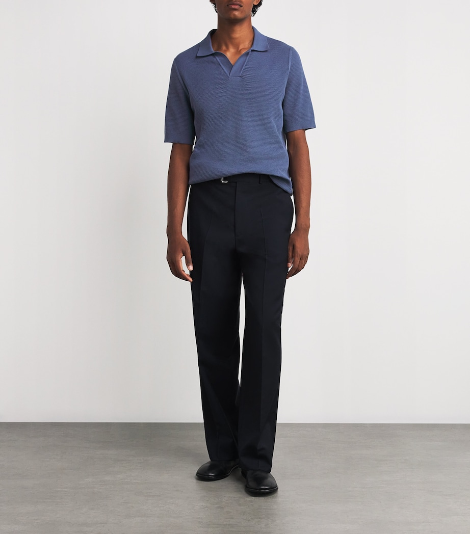 Cotton Knit Polo Shirt BUWC-SOFT DENIM Image 2