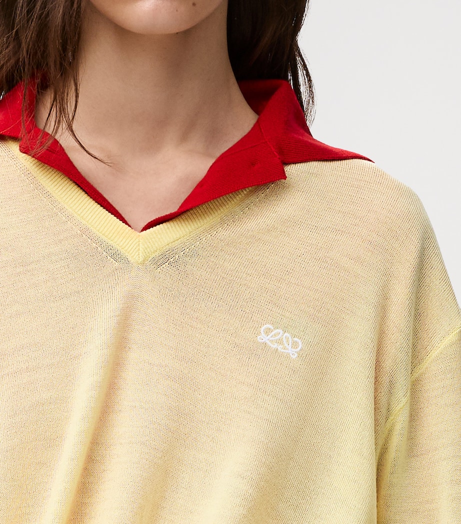 LOEWE Womens Wool-Blend V-Neck Sweater Light Yellow Image 5