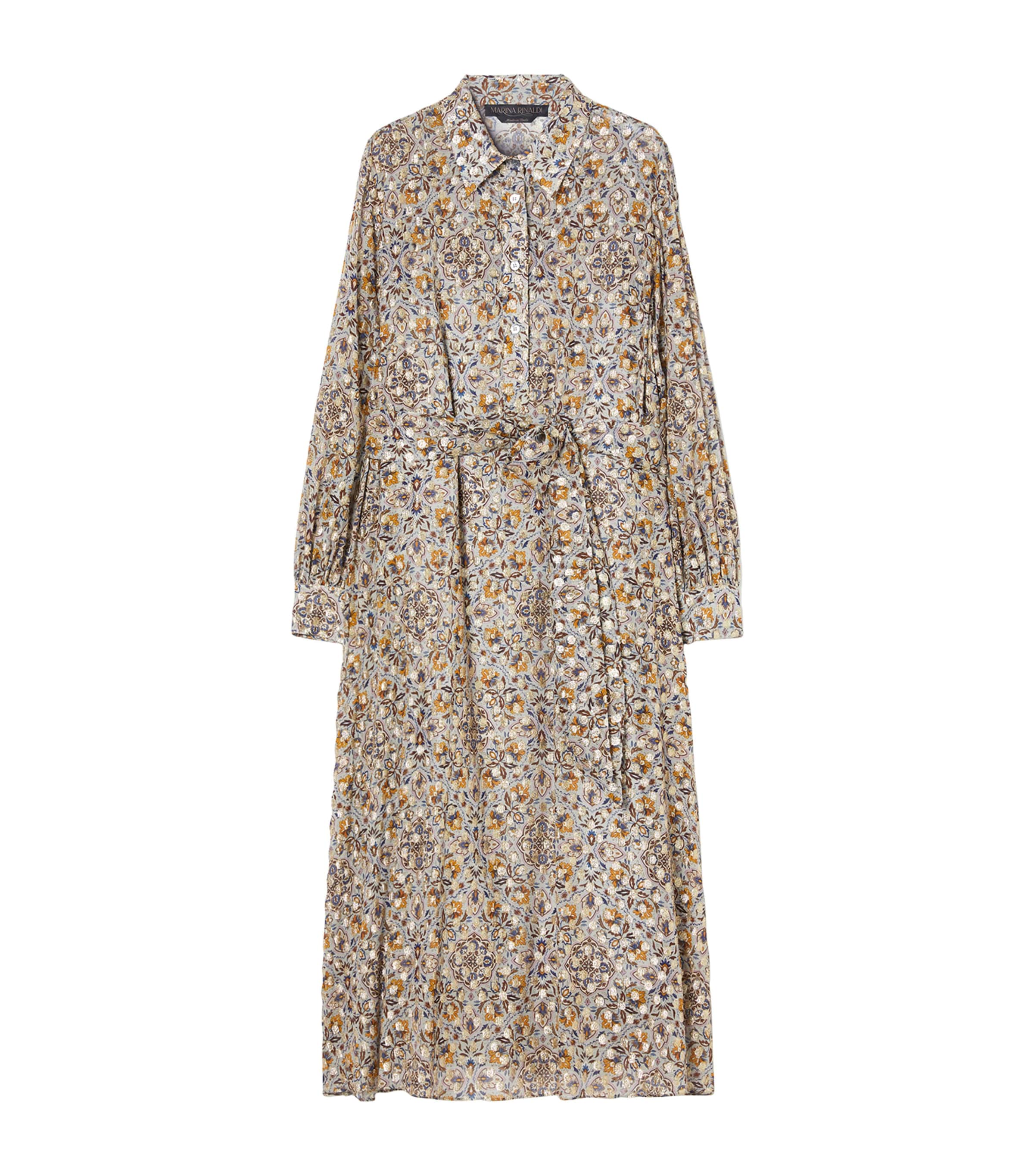 Marina Rinaldi Printed Larix Midi Dress In Neutral