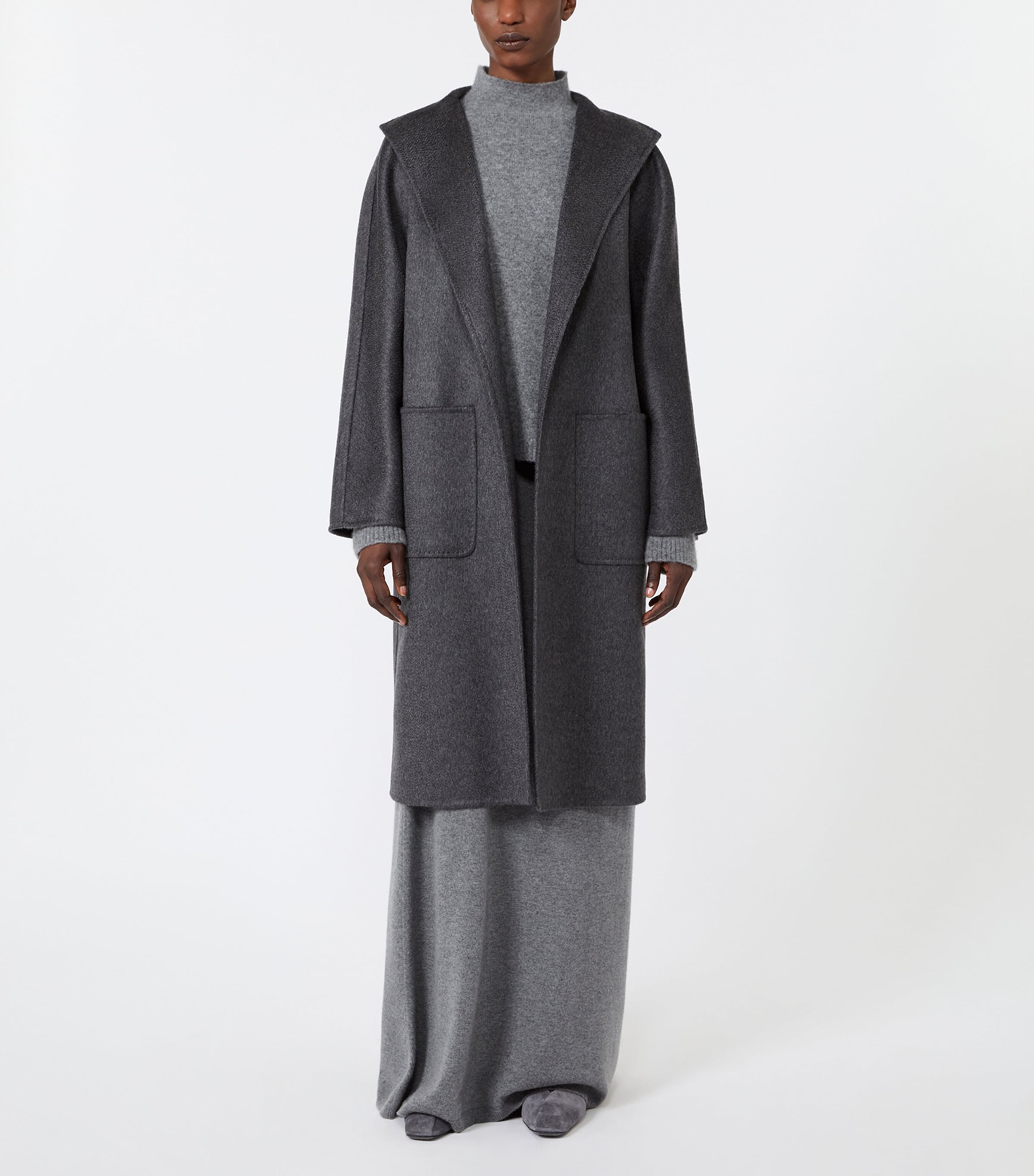 Max Mara Womens Cashmere Lilia Coat Dark Grey Image 2