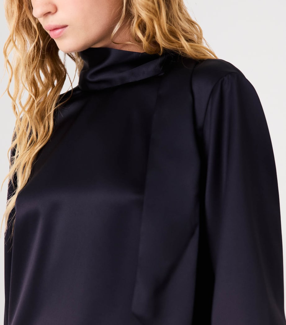 Maje Womens Satin High-Neck Blouse Navy Image 5