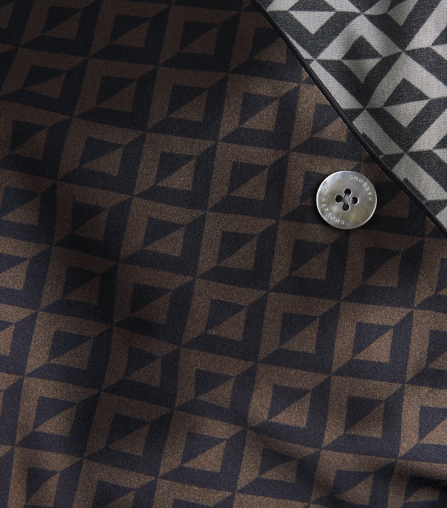 Silk Geometric Print Pyjama Set BLACK Image 5