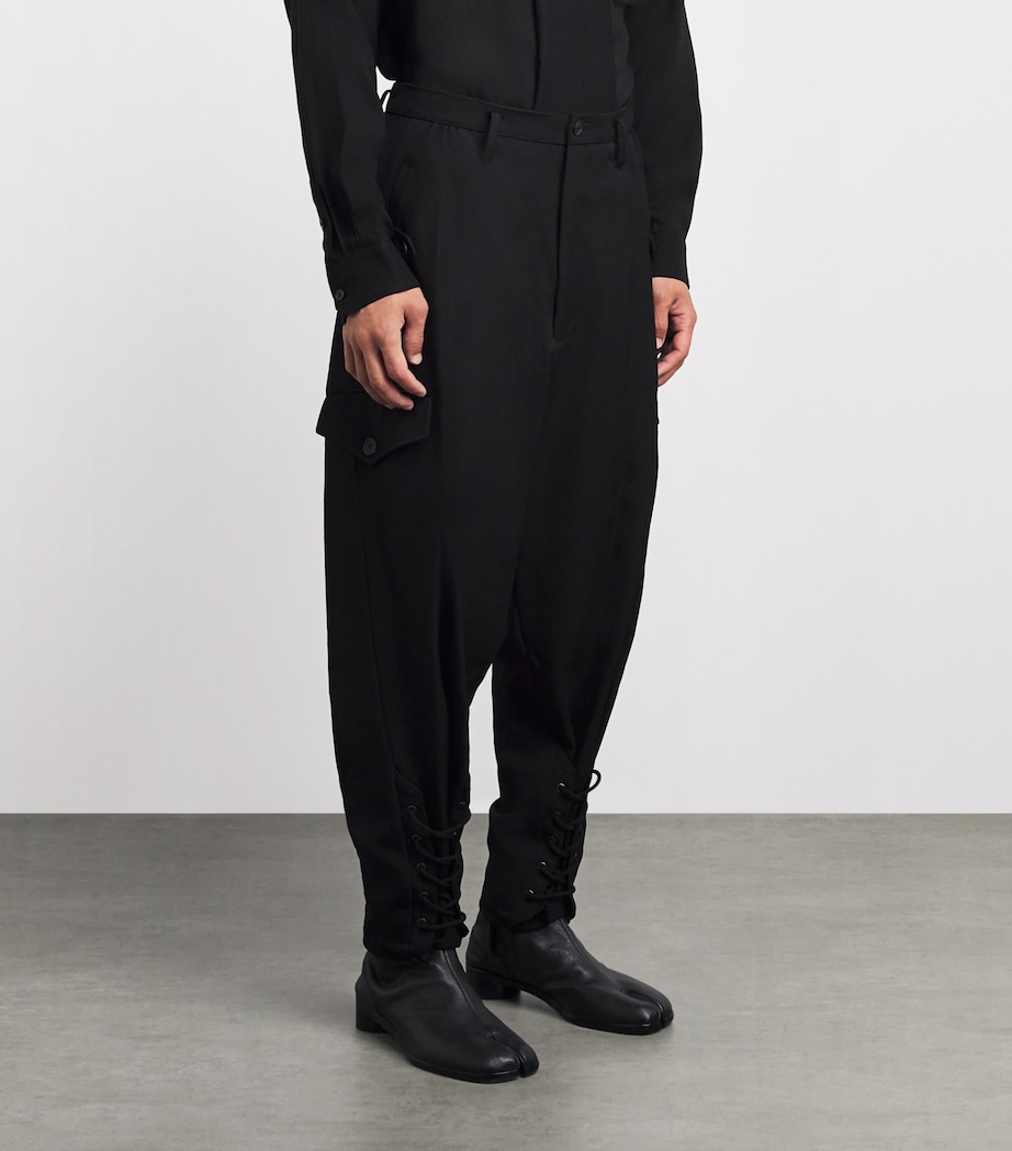 Yohji Yamamoto Mens Wool Gabardine Trousers Black Image 4