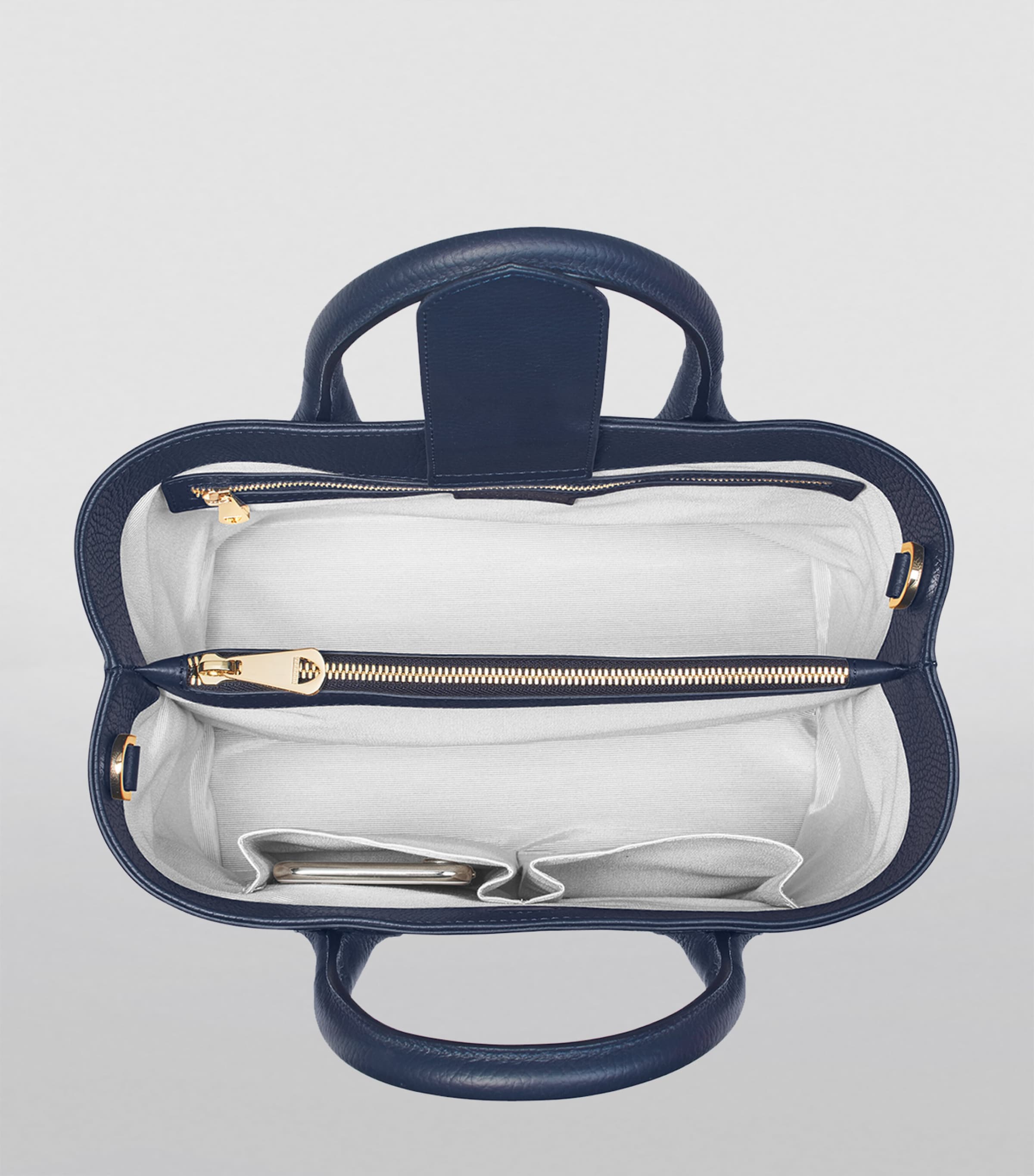 Midi Leather London Tote Bag NAVY Image 4