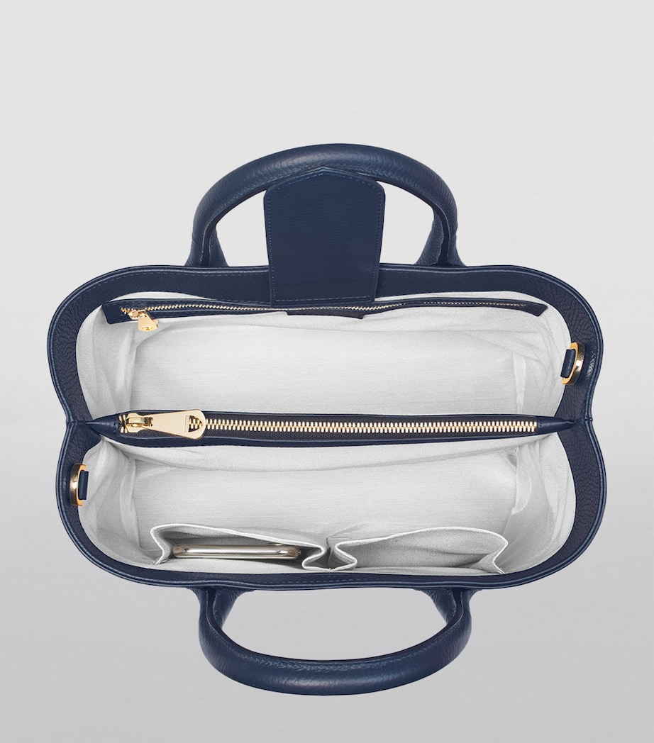 Midi Leather London Tote Bag NAVY Image 4