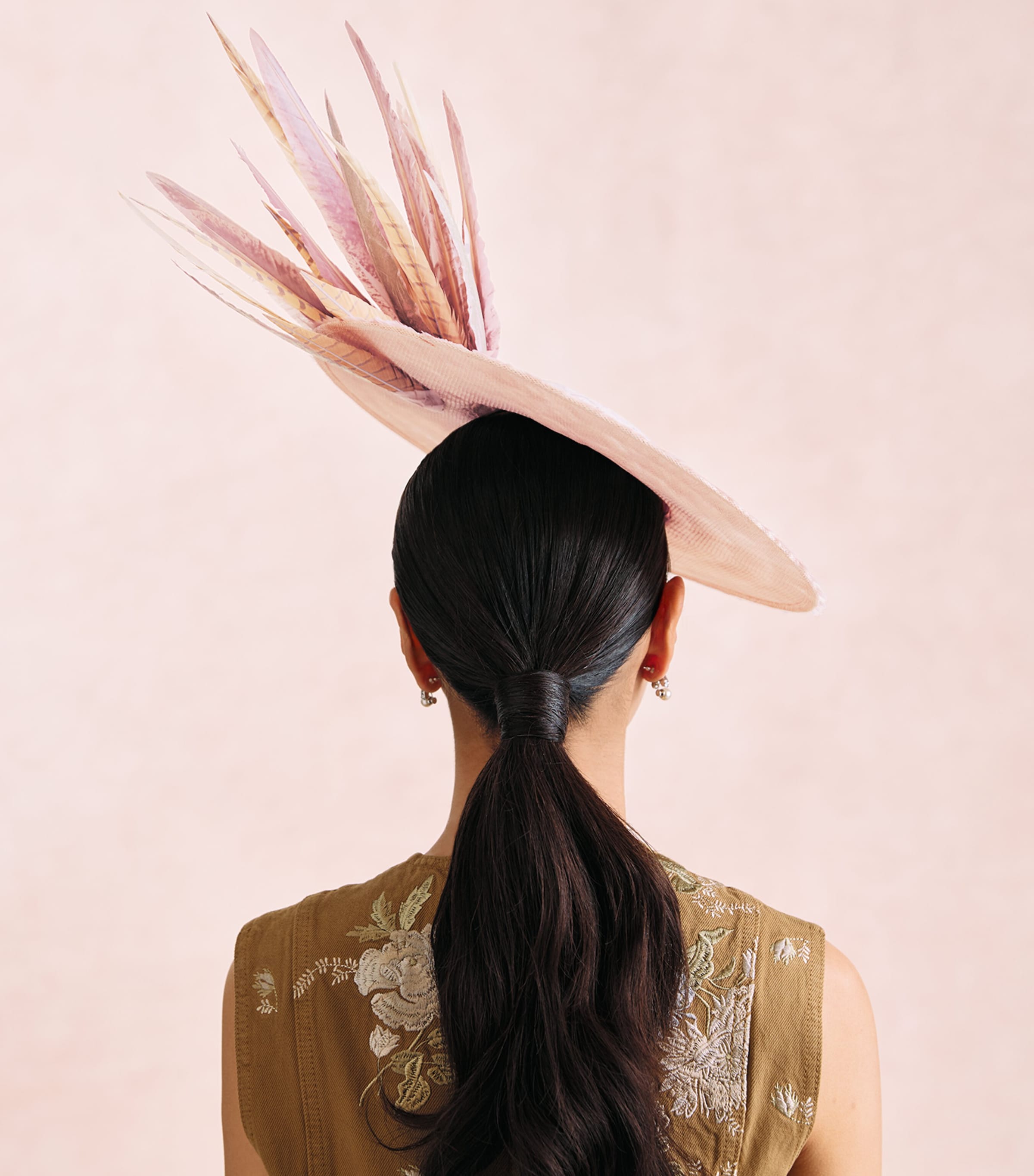 Vivien Sheriff Feather Archer Percher Hat Blush Silver Tones Image 4