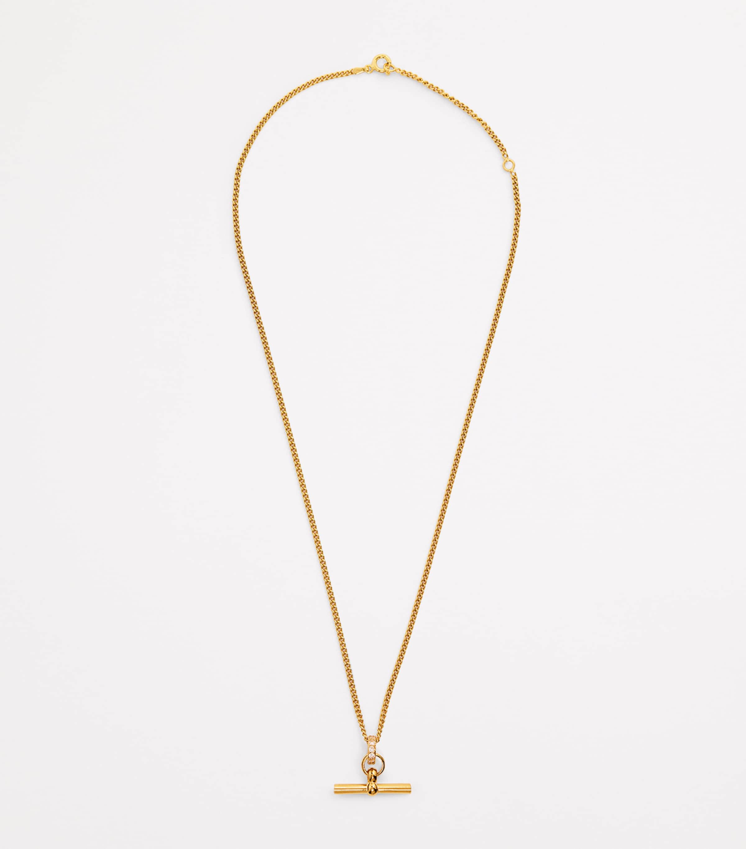 TILLY SVEAAS Gold-Plated Crystal T-Bar Necklace Gold Image 3
