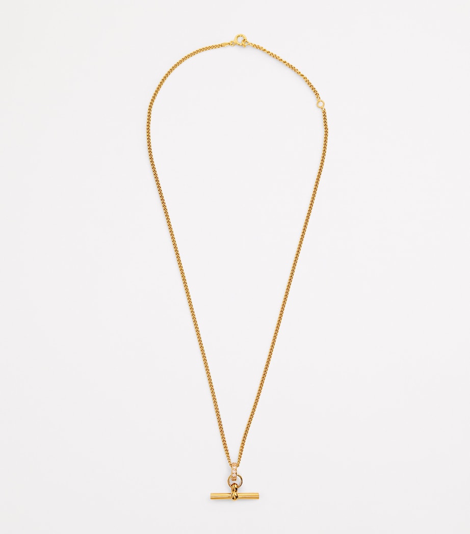 TILLY SVEAAS Gold-Plated Crystal T-Bar Necklace Gold Image 3