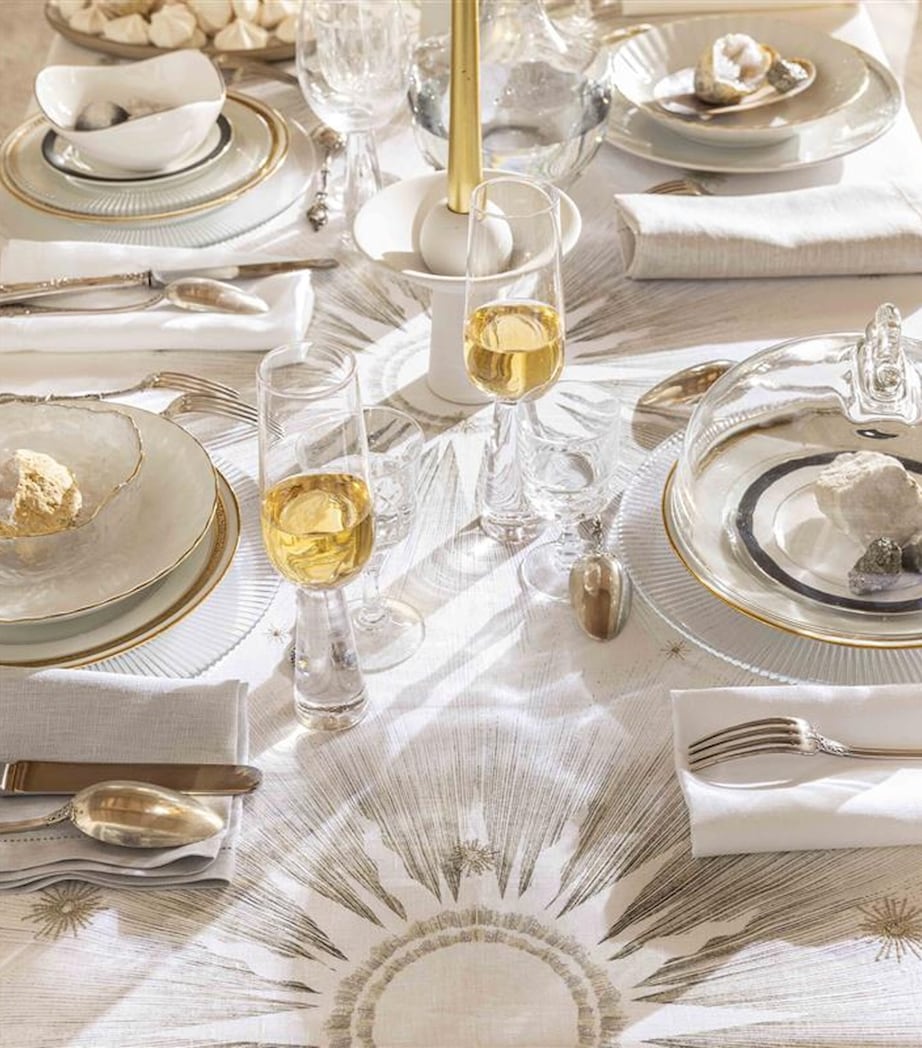 Linen Poussiere D'étoile Tablecloth  (170cm x 250cm) WHITE GOLD Image 2