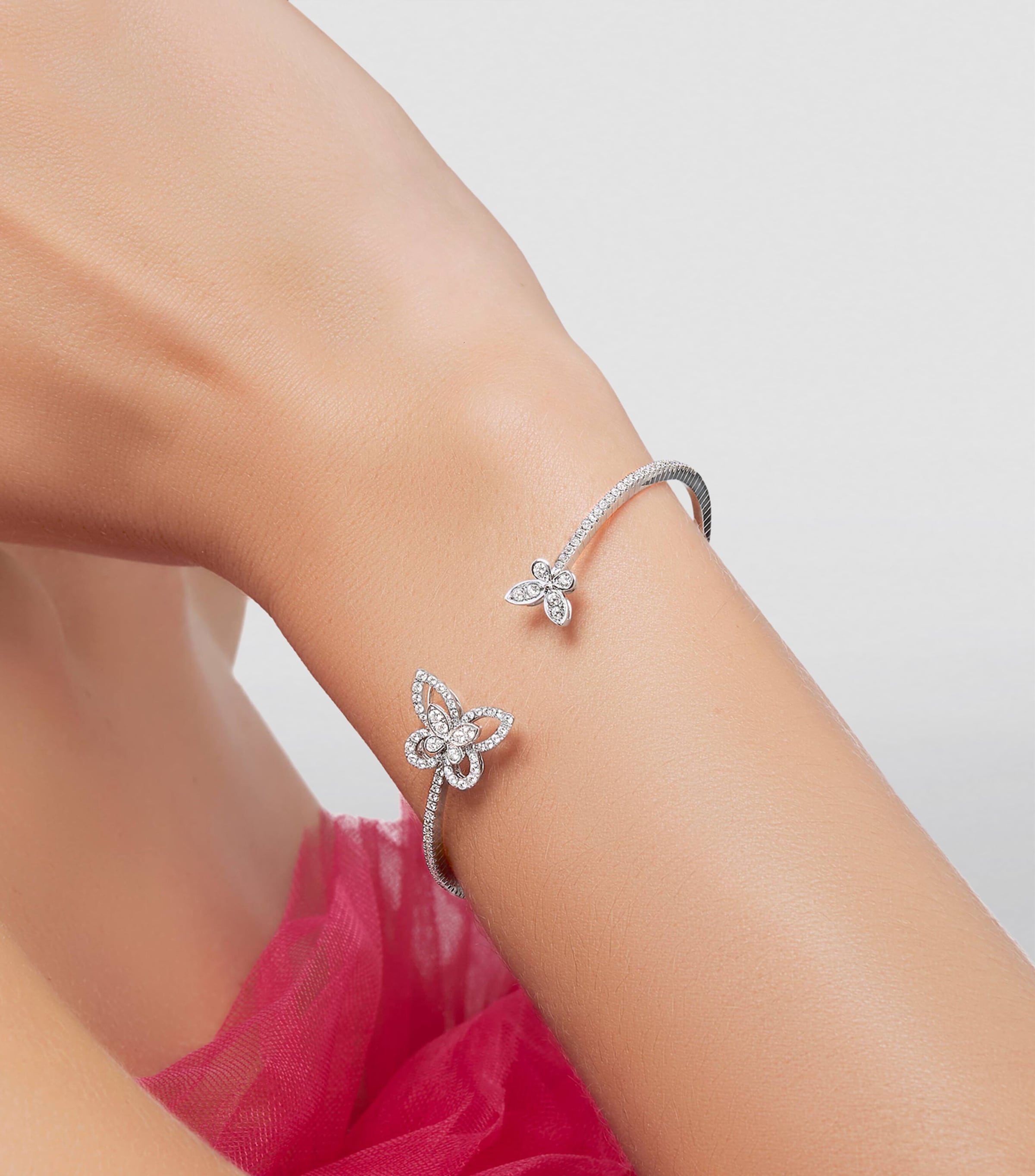 White Gold and Diamond Butterfly Bangle WHITE GOLD Image 3