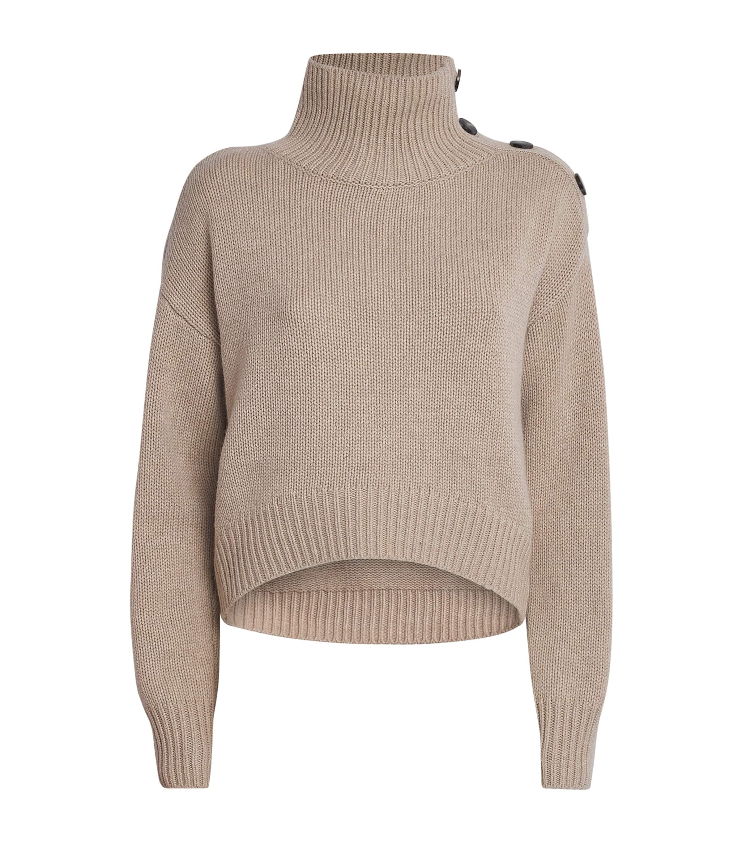 Yves Salomon Buttoned Wool-cashmere Sweater In Neutral