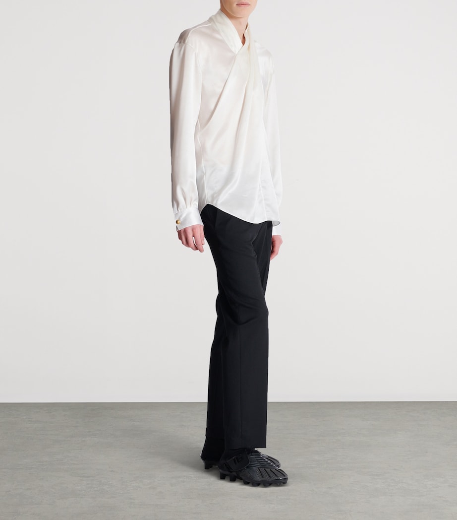 Silk Crossover-Neck Shirt 0FA BLANC Image 2