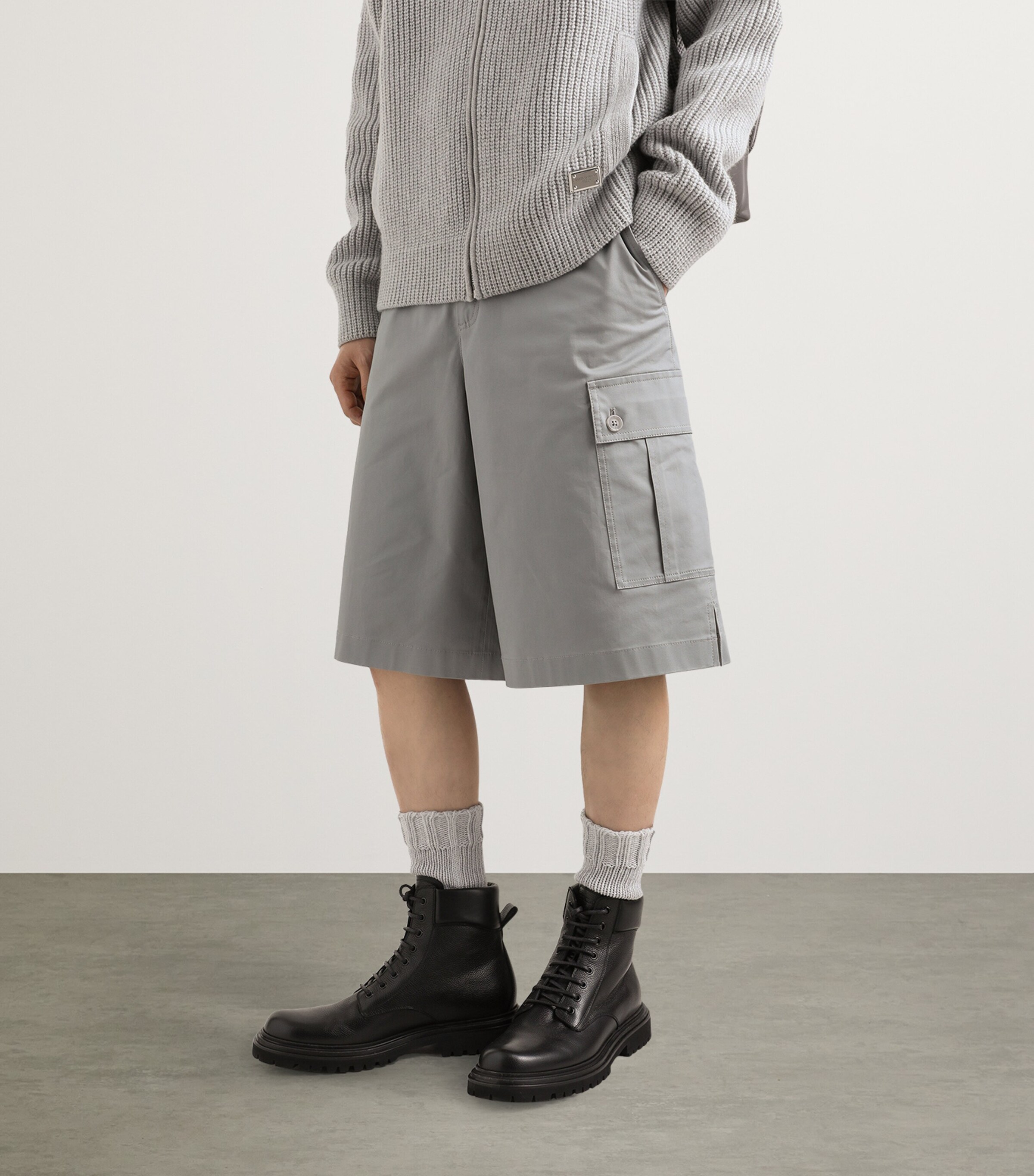 Stretch-Cotton Cargo Shorts N0493-GREY-BEIGE 1 Image 3