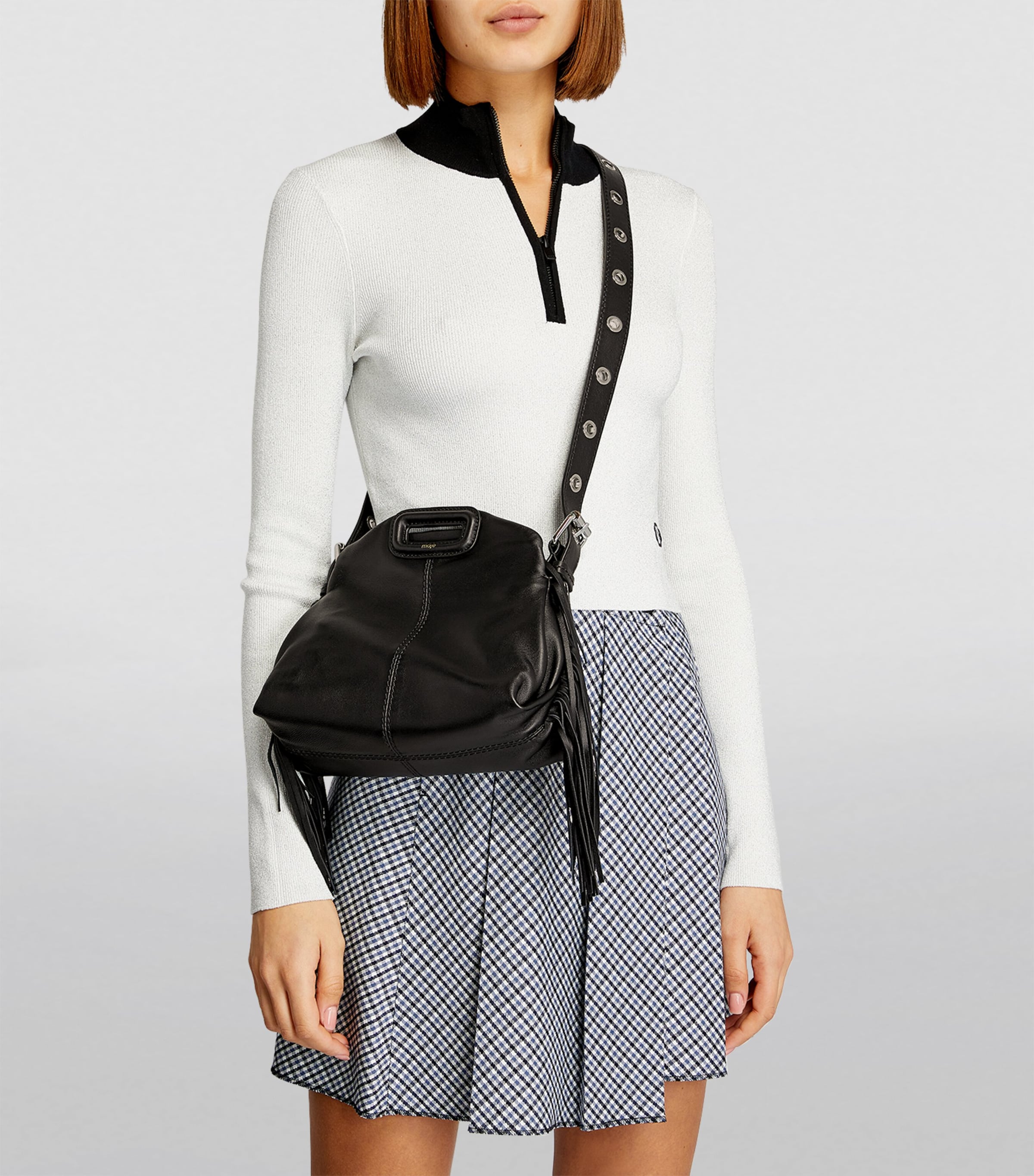 Leather M Top-Handle Bag BLACK Image 5