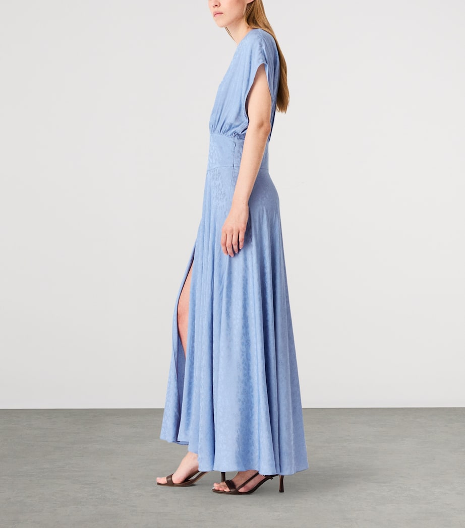 Maje Womens Satin Floral Midi Dress Light Blue Image 3