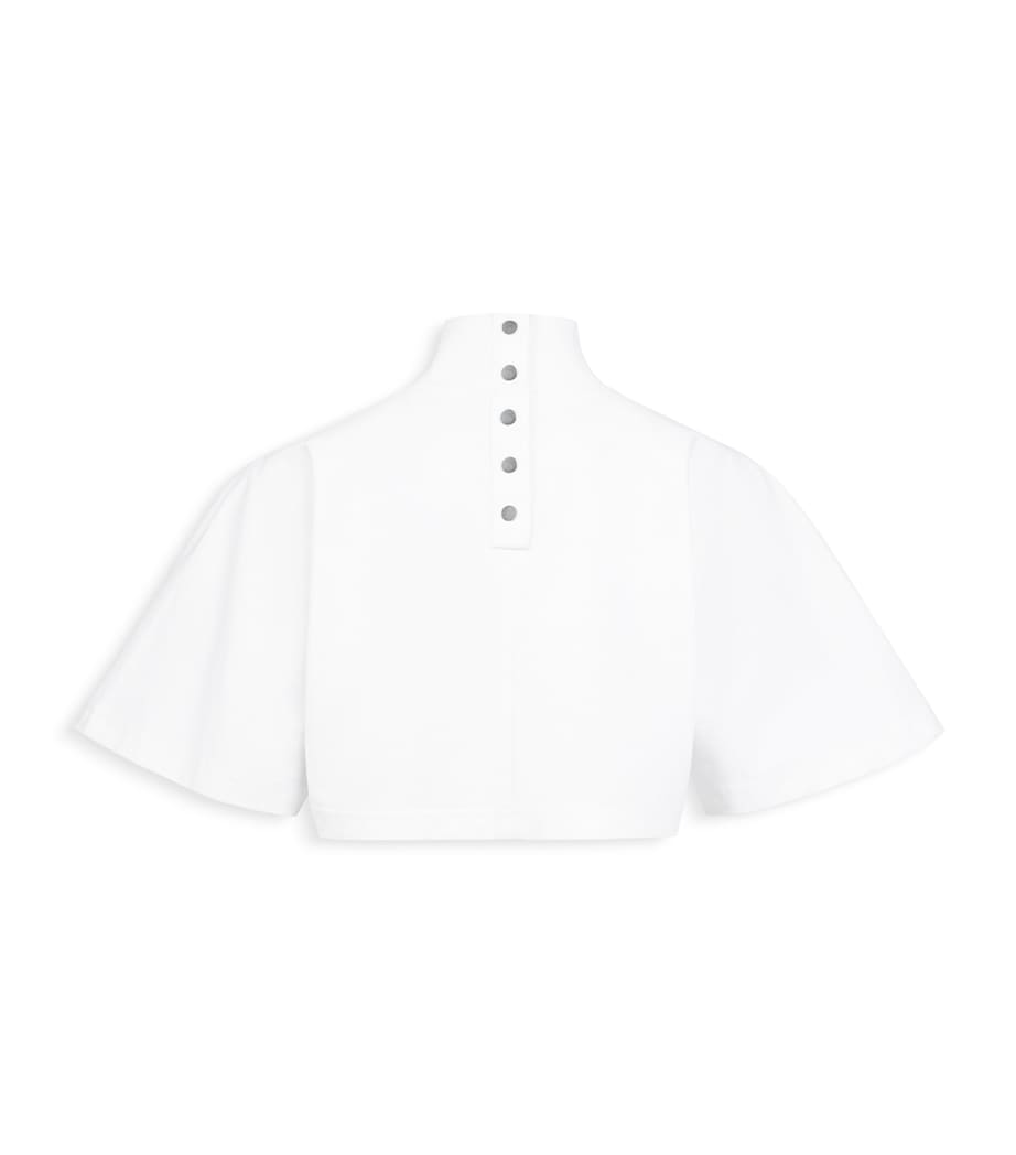 Alaïa Womens Cotton Jersey Cropped T-Shirt White Image 2