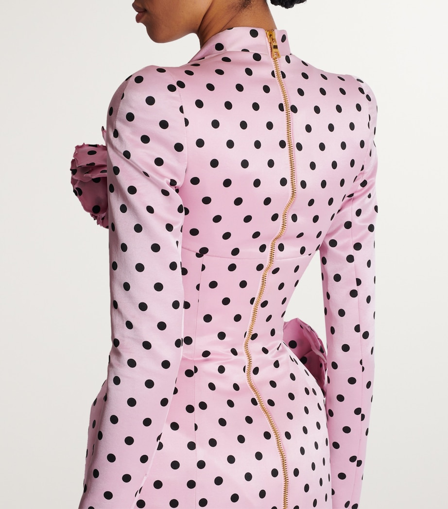 Polka Dot Print Mini Dress OGS ROSE/NOIR Image 5