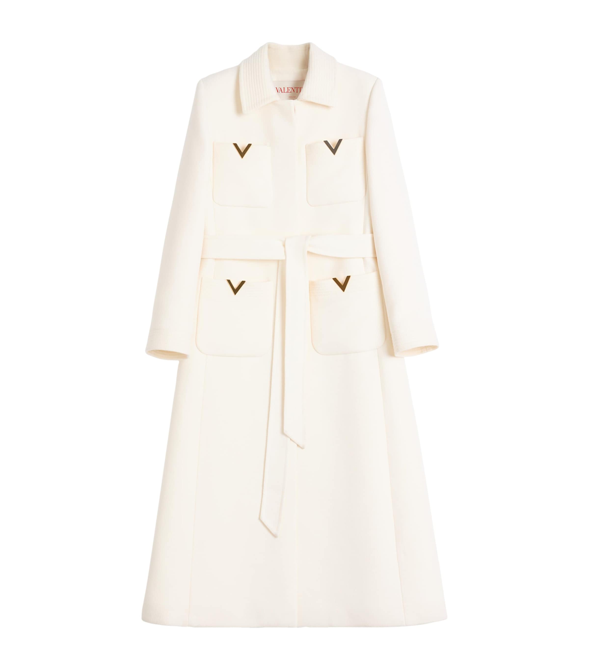 Valentino Wool-silk Belted Coat In Pink