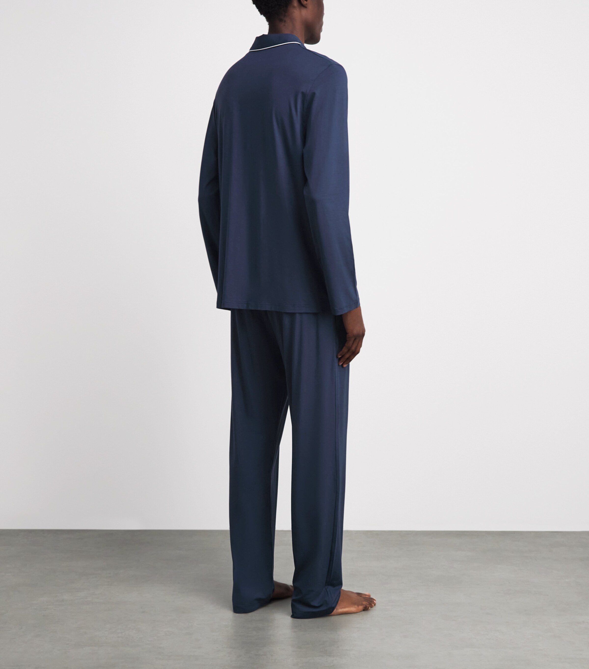 Derek Rose Mens Modal-Blend Basel Pyjama Set Navy Image 9