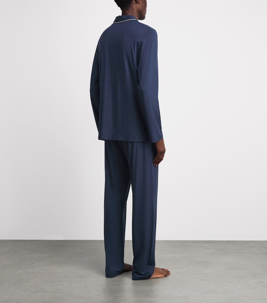 Derek Rose Mens Modal-Blend Basel Pyjama Set Navy Image 9