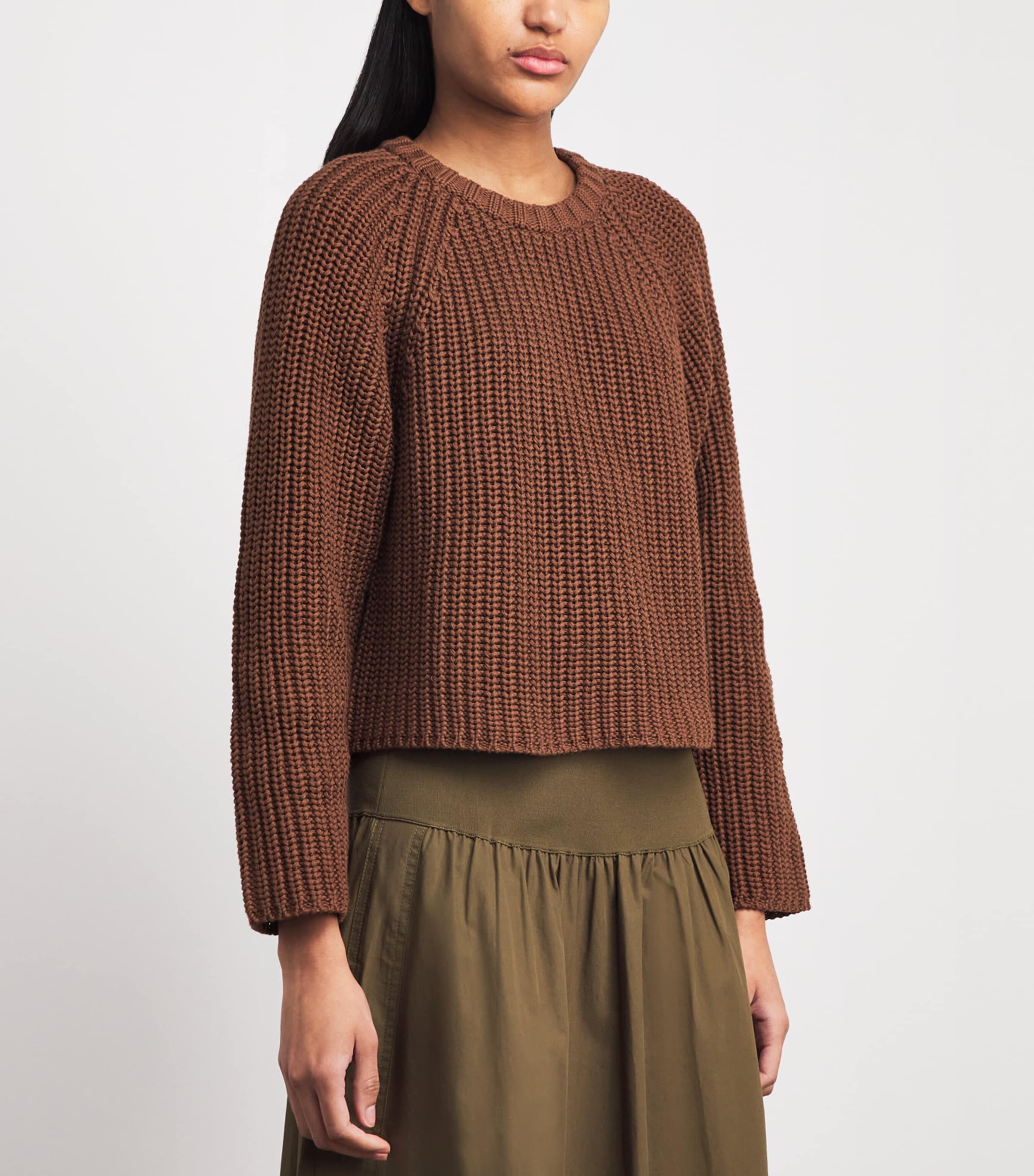 ME+EM Womens Organic Cotton Weekend Sweater Walnut Brown Image 4
