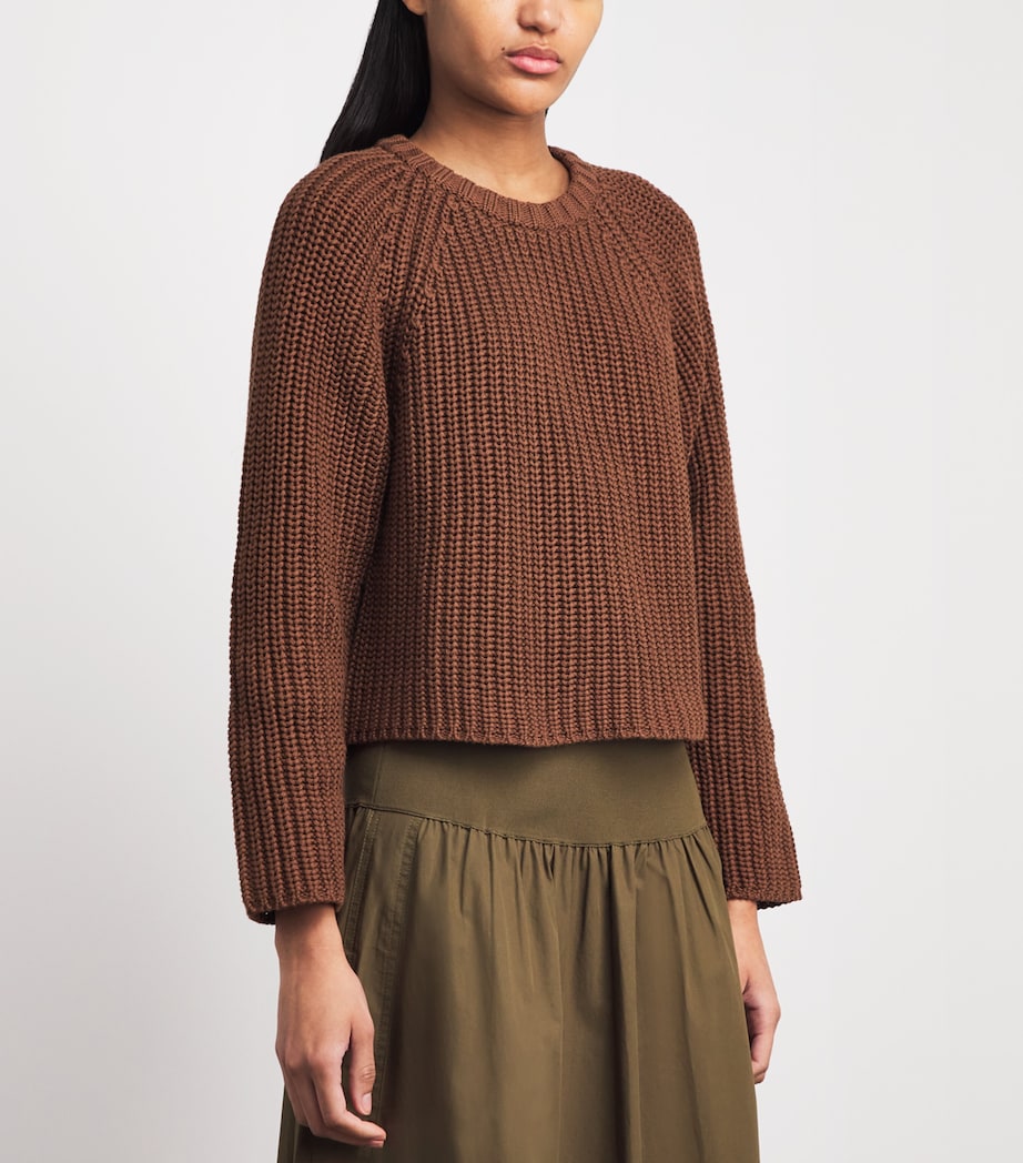 ME+EM Womens Organic Cotton Weekend Sweater Walnut Brown Image 4
