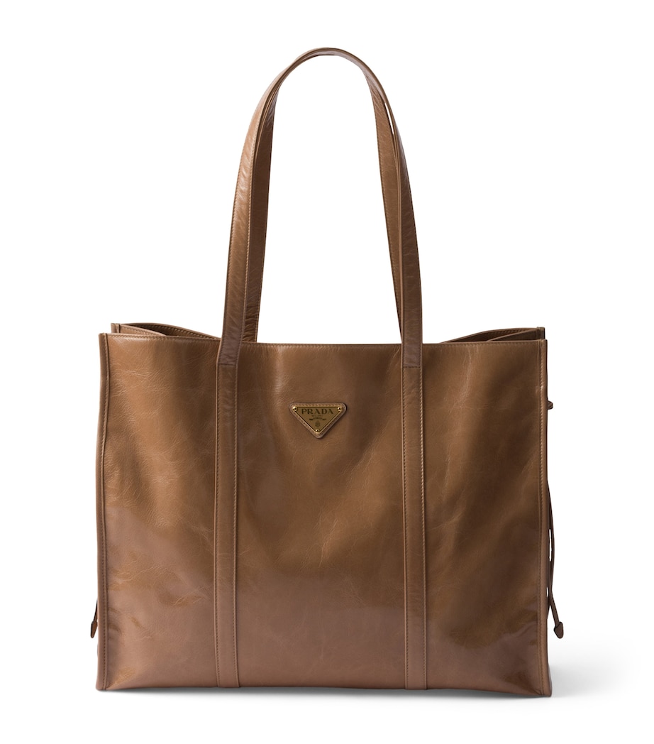 Prada Large Leather Tote Bag Image 1