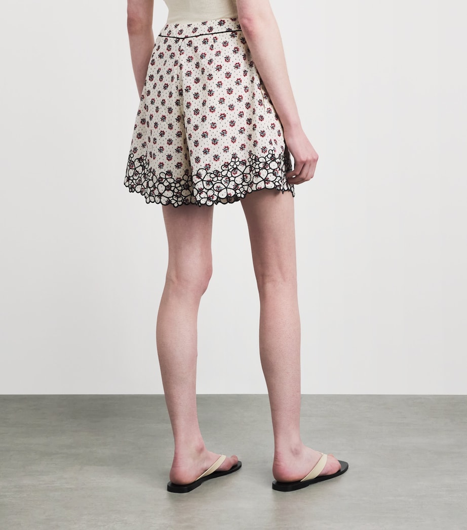 Claudie Pierlot Womens Cotton Poplin Embroidered Shorts Light Print Image 5