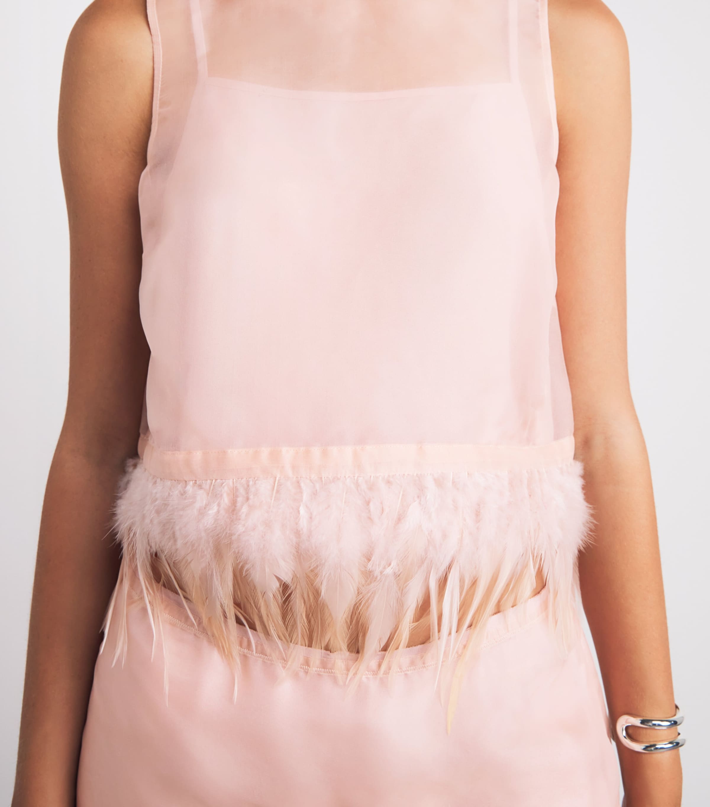 STAUD Womens Silk Feather-Trim Avi Top Sdrs Sandrose Image 3