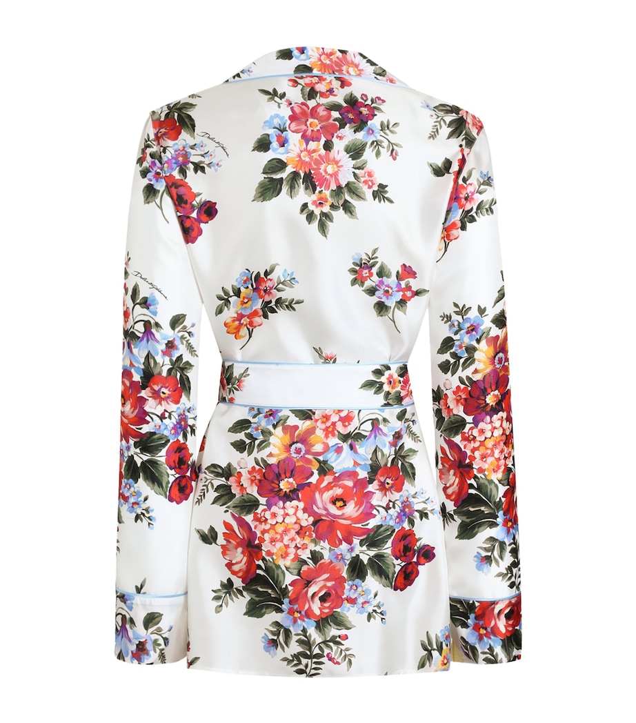 Dolce&Gabbana Womens Silk Bouquet Print Belted Shirt Mazz Image 2