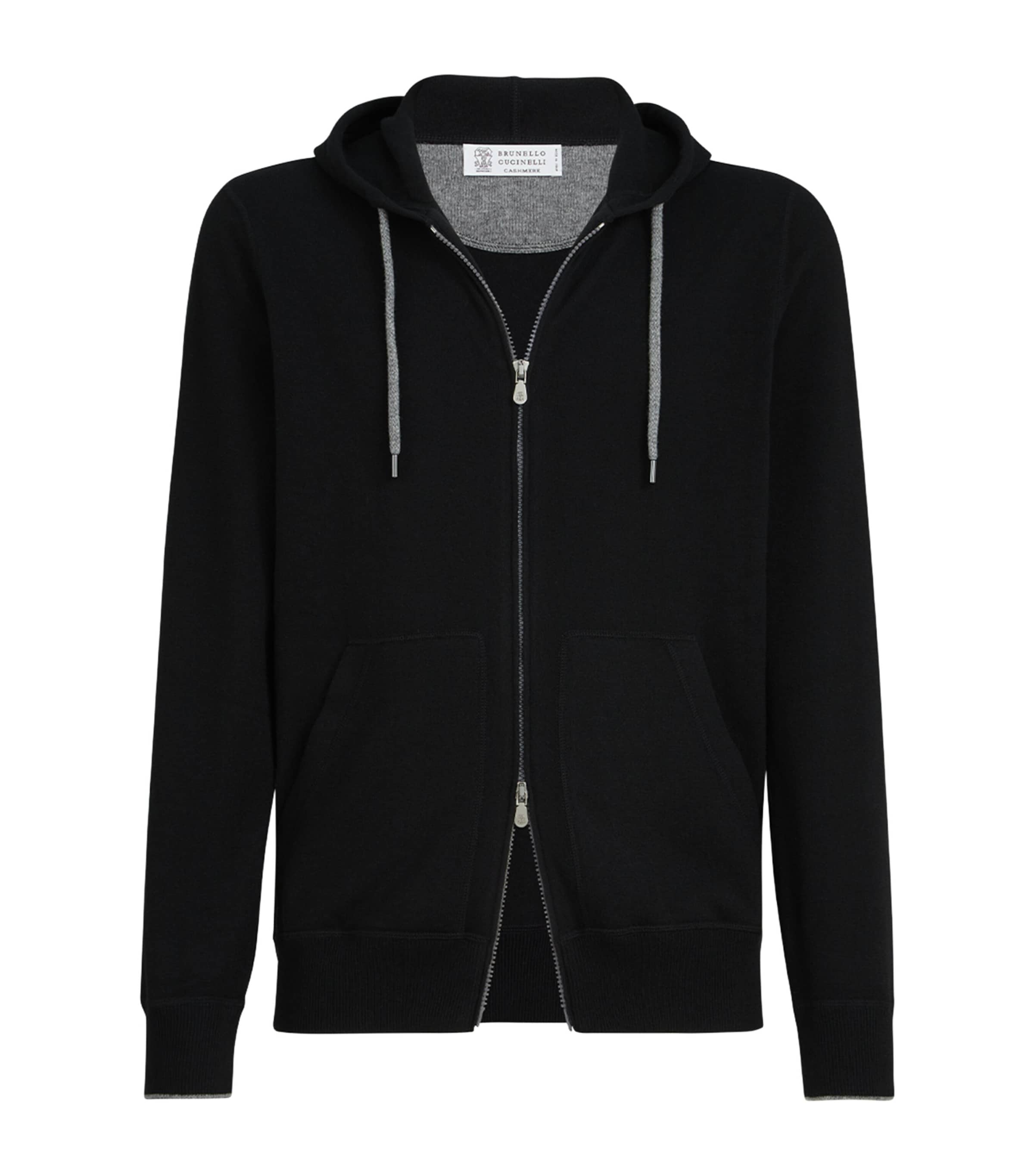 BRUNELLO CUCINELLI カシミヤ ジップアップアウター Brunello Cucinelli Black Cashmere Zip-Up Hoodie | Harrods UK