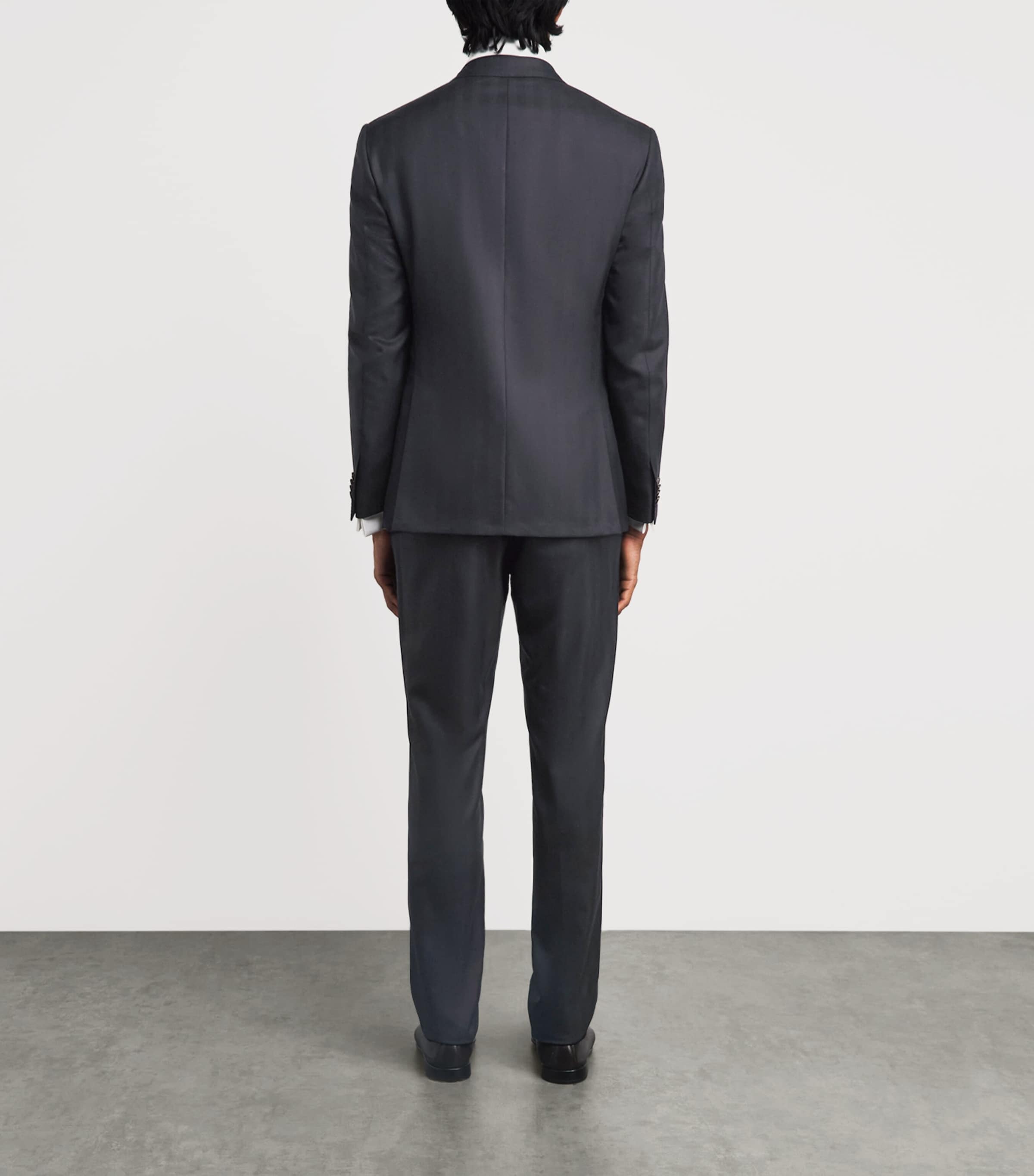 Corneliani Mens Wool Herringbone 2-Piece Suit Navy Blue Image 4