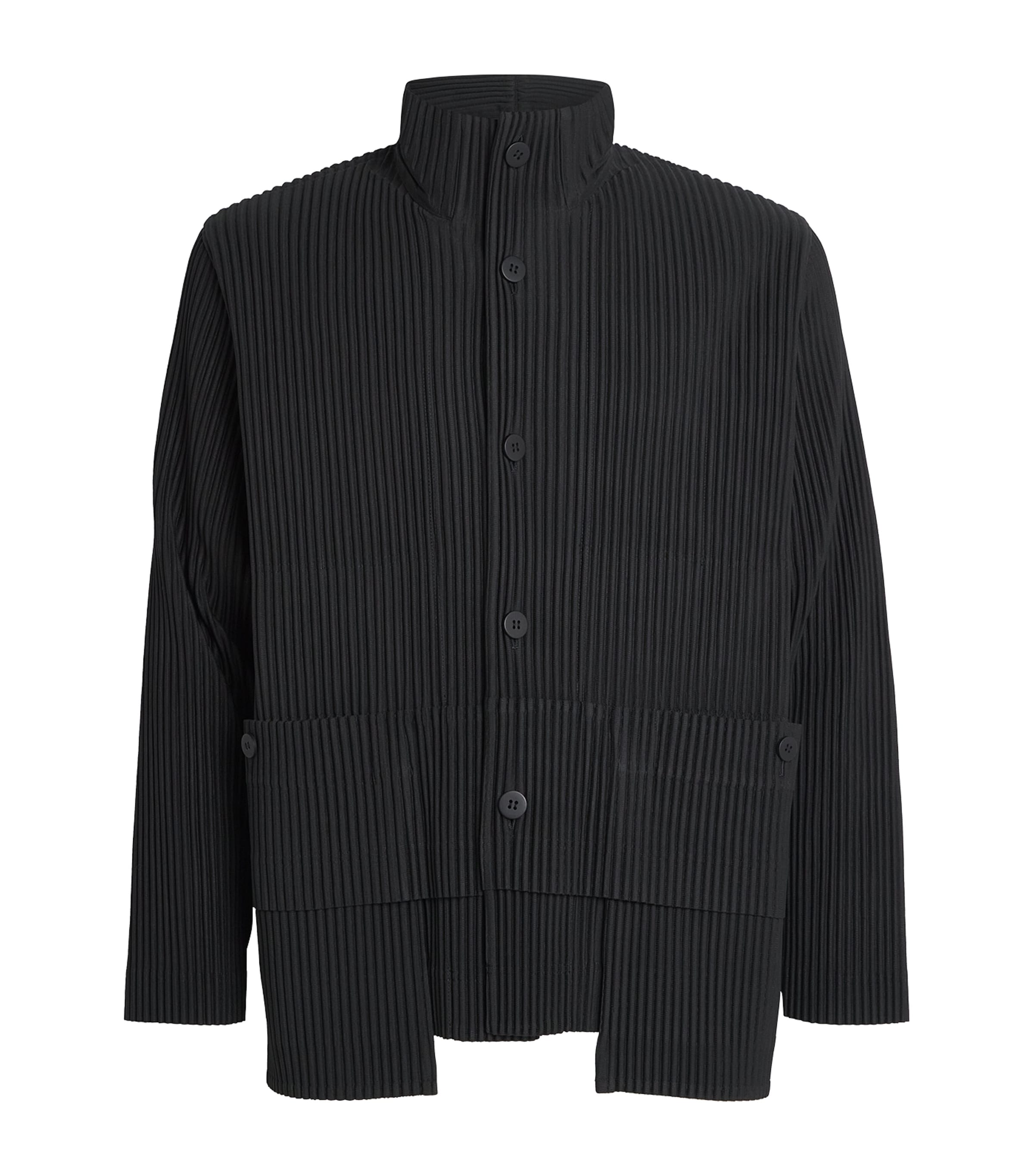 Issey Miyake Pleated Pocket Panel Jacket In Black