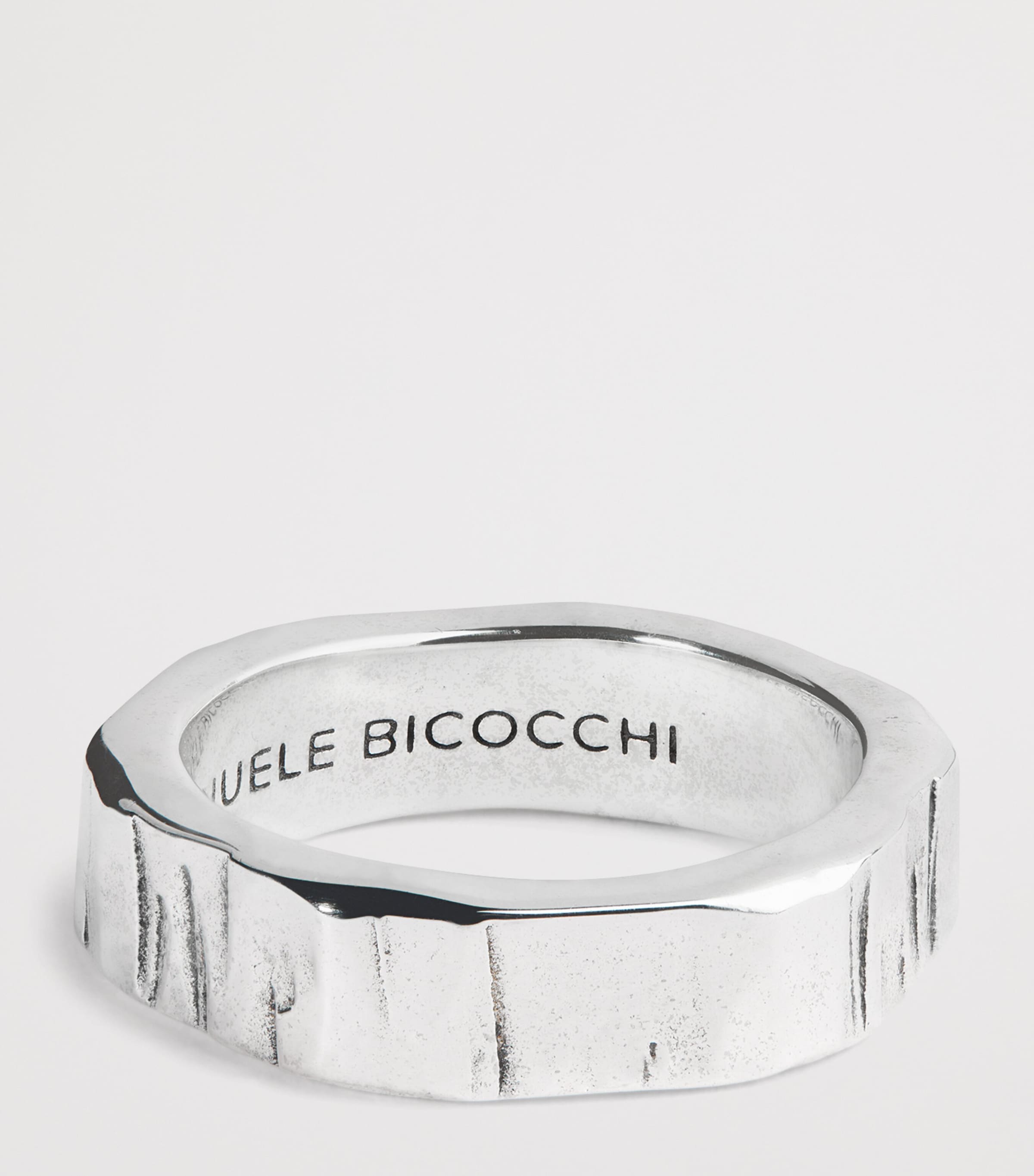 Silver Hammered Band Ring SILVER Image 4