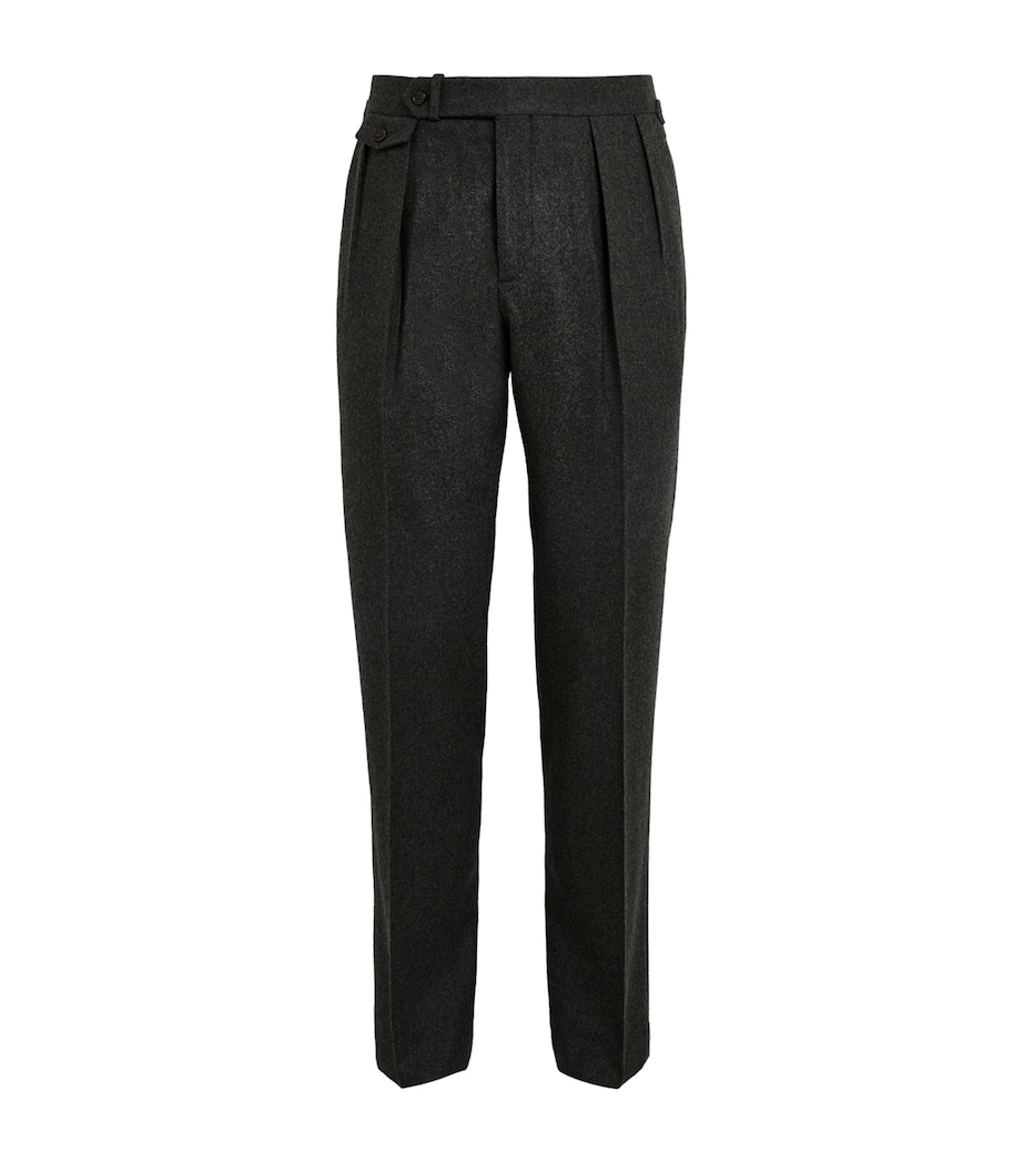 Polo Ralph Lauren Mens Wool Pleated Trousers Medium Grey Image 1