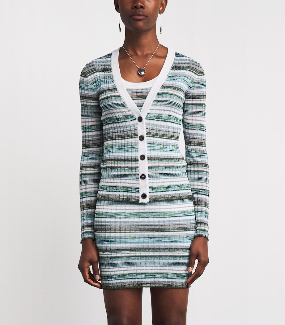 Missoni Womens Ribbed Stripe Cardigan Lgt Bl W Gr,wt Image 4