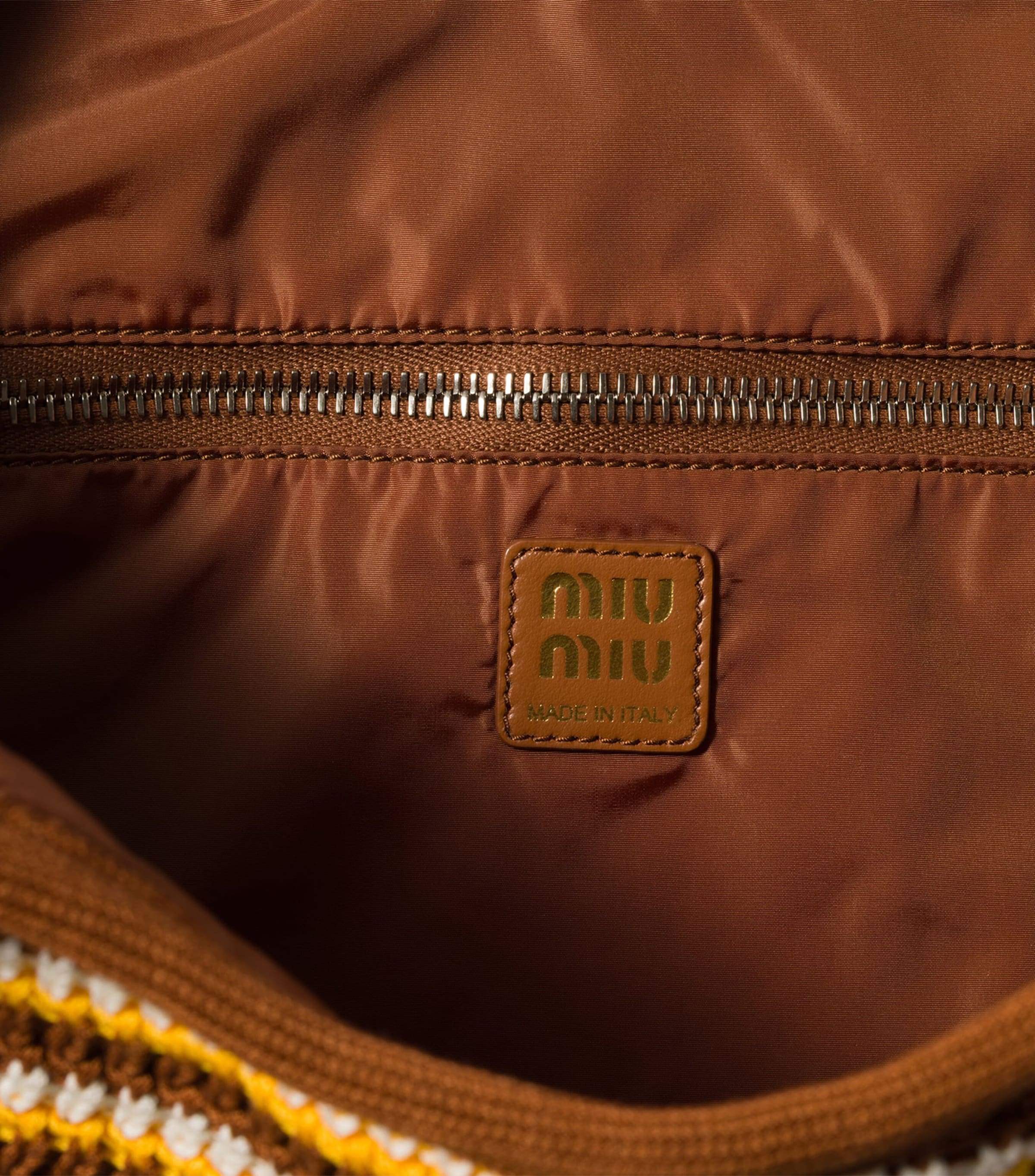 Miu Miu Crochet Ivy Tote Bag Brown Image 5