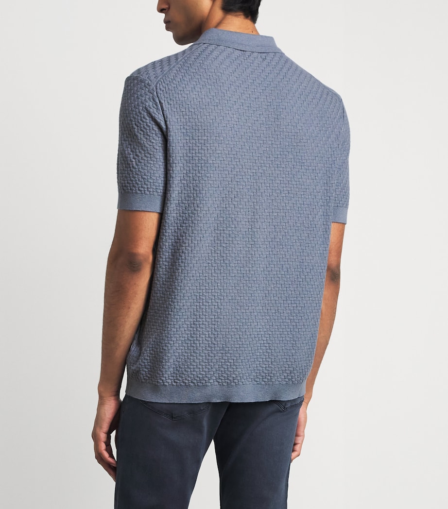 PAIGE Mens Cotton-Wool-Silk-Cashmere Kiko Polo Shirt Tidal Wave Image 5
