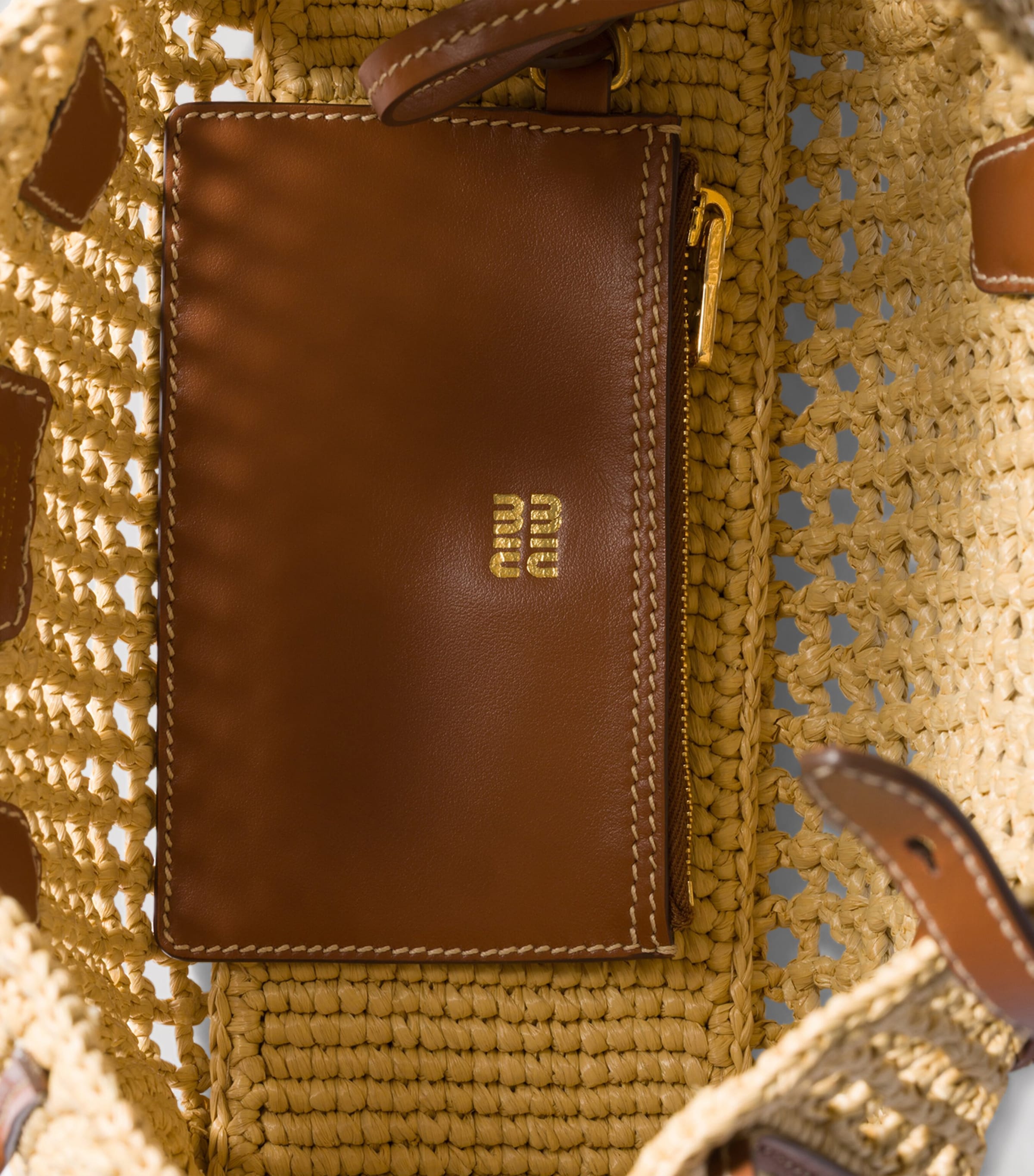 Miu Miu Raffia Top-Handle Bag Neutral Image 5
