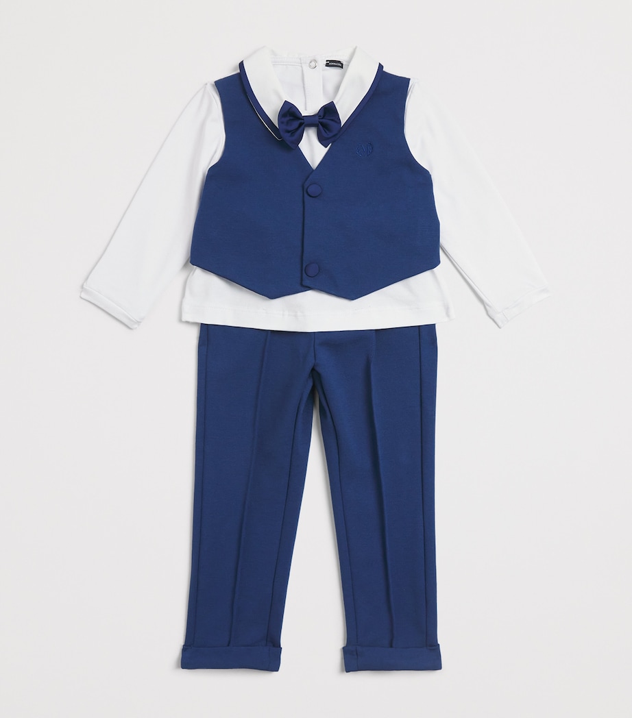 Monnalisa Bow Christening Set (3-18 Months) Blu/panna Image 3