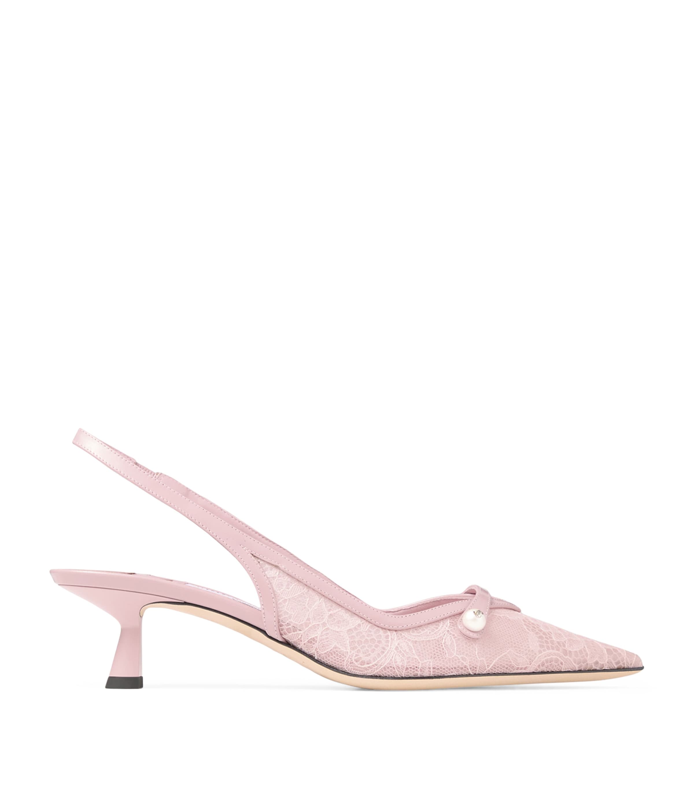 Amita 45 Lace-Leather Slingback Pumps ROSE/ROSE Image 1
