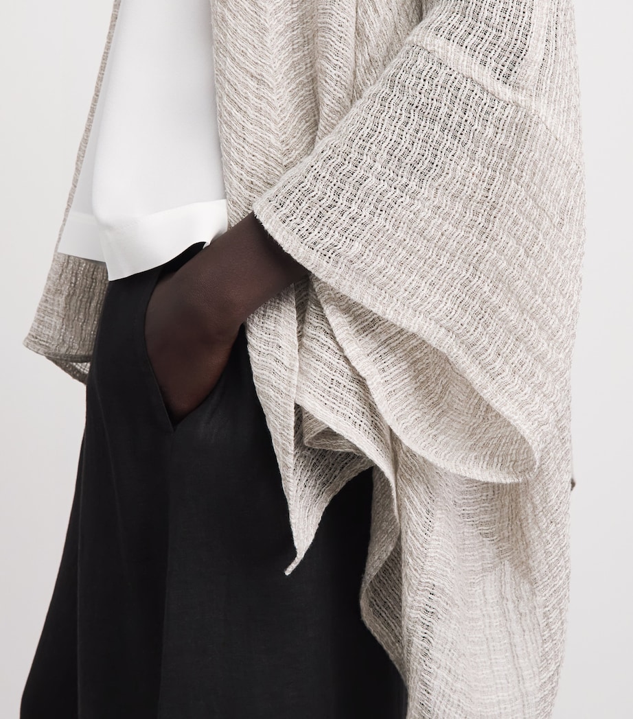 Eskandar Womens Linen Wide-Knit Shawl Cardigan Natural Image 3