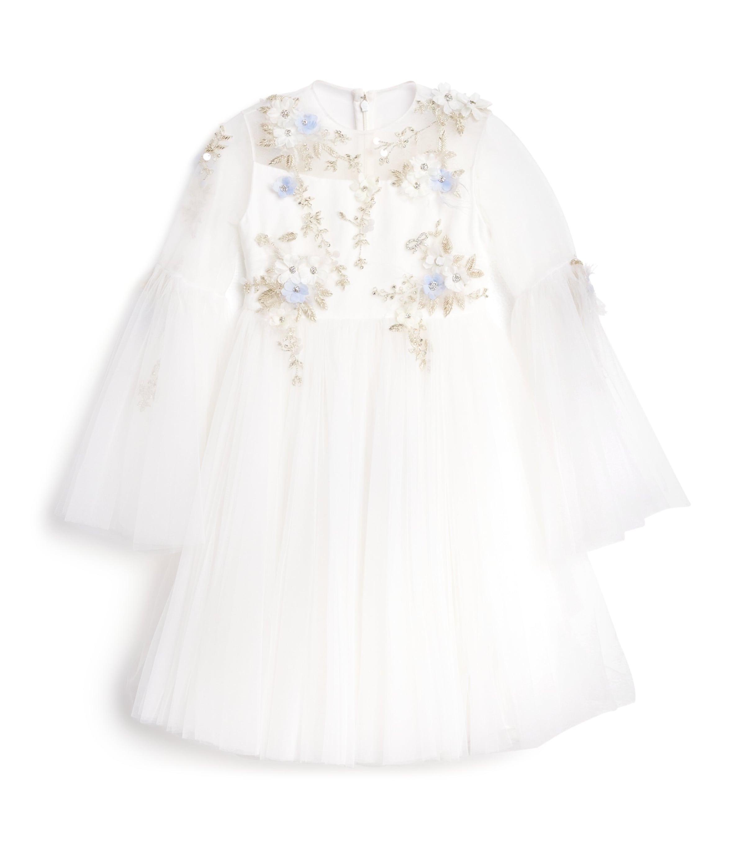 Maison Ava Embroidered Tulle Dress In White