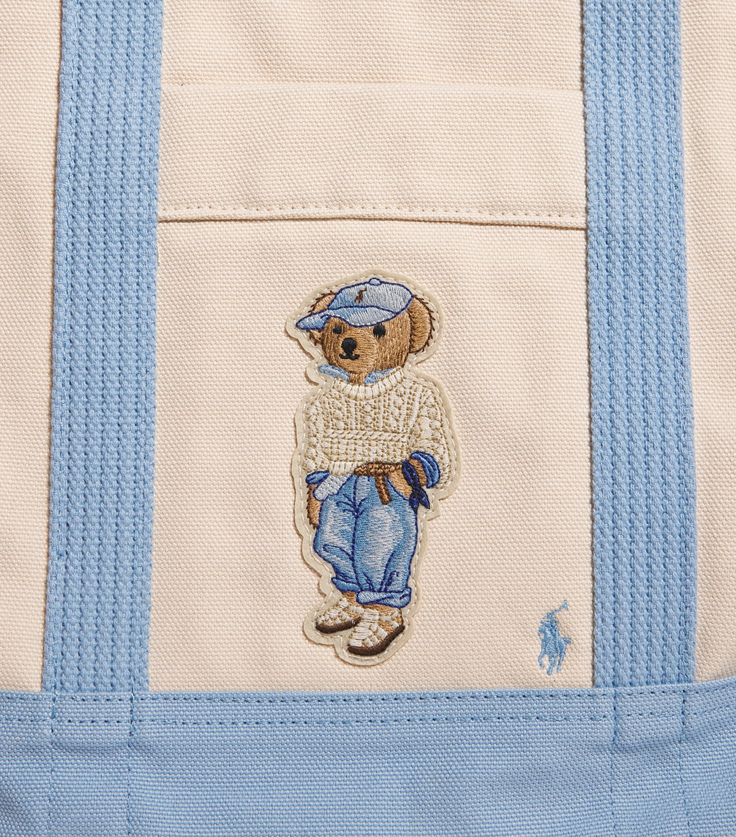 Polo Ralph Lauren Medium Canvas Polo Bear Tote Bag Blue Image 6