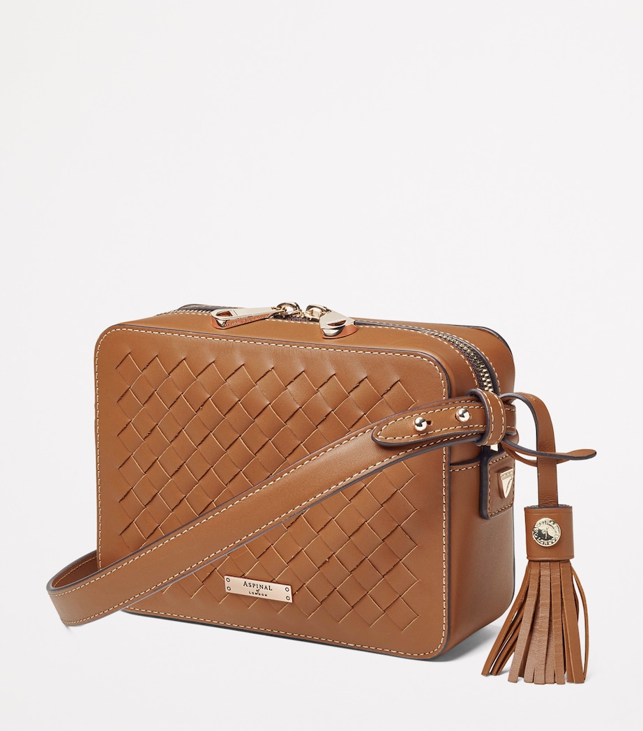 Leather Slot Weave Camera Bag TAN Image 2