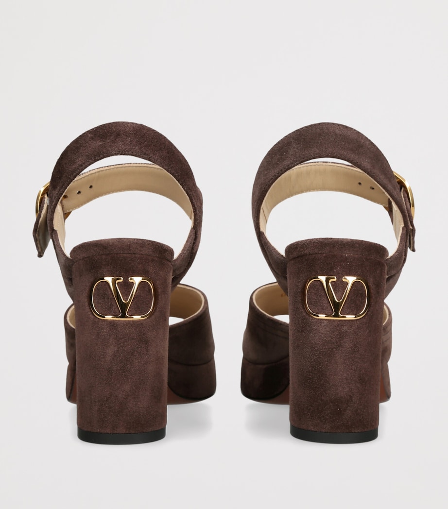 Suede Fawcette Heeled Sandals 90 DARK BROWN Image 2