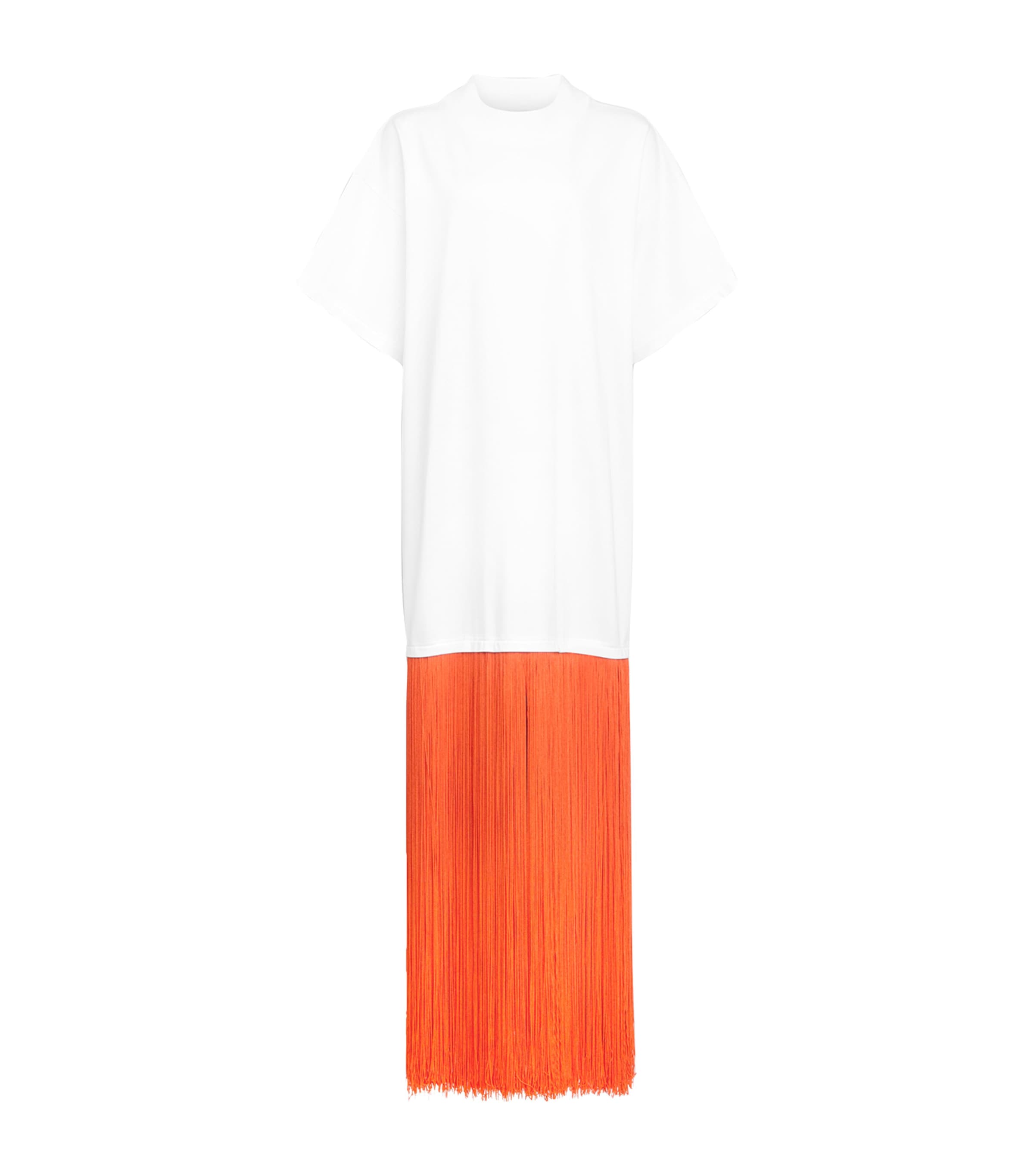 Alaïa Womens Cotton Fringe T-Shirt Blanc Image 1